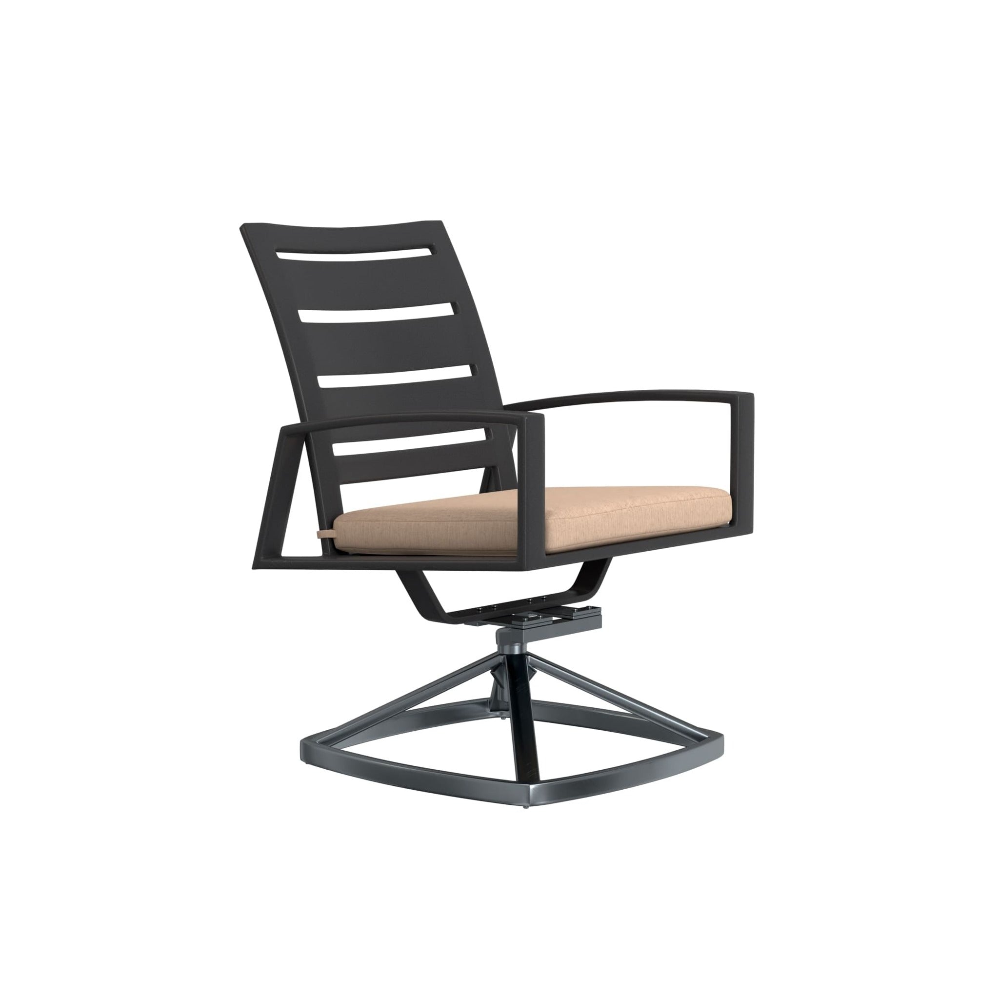 Arc Cushioned Swivel Rocker Dining Arm Chair