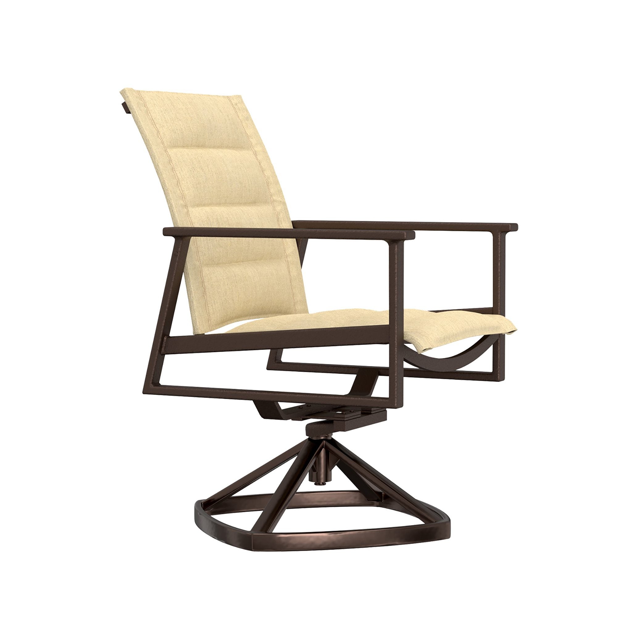 Marin Padded Sling Swivel Rocker Dining Arm Chair