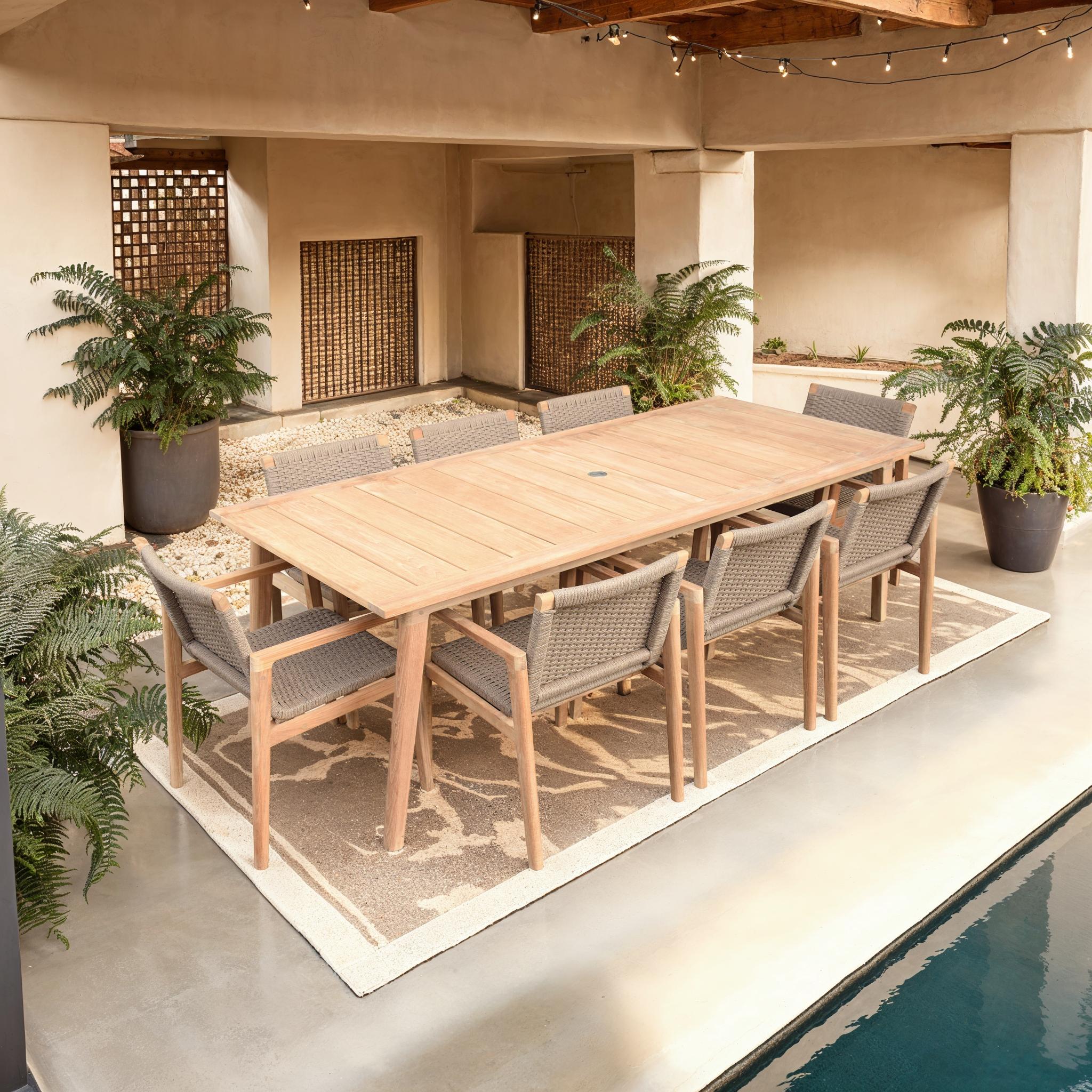 Admiral 40" x 90" Rectangular Dining Table with Umbrella Hole