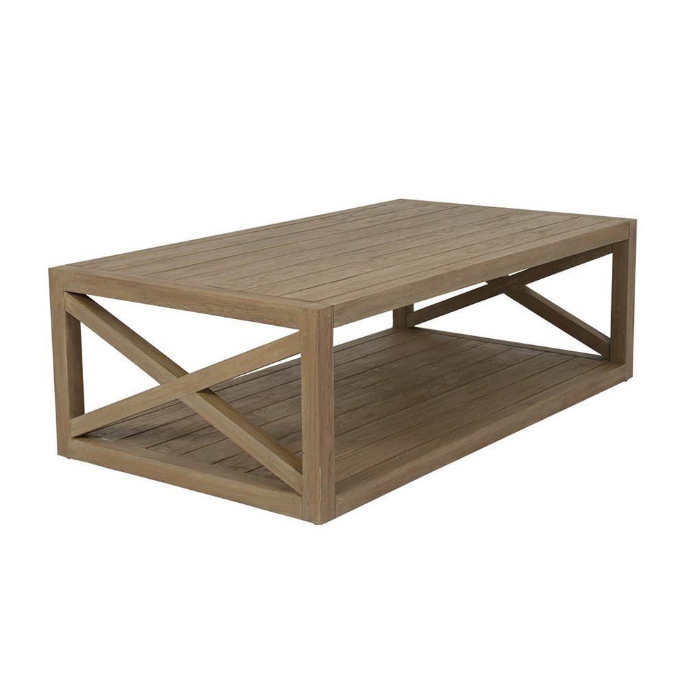 Coastal Teak 60" x 33" Rectangular X Coffee Table