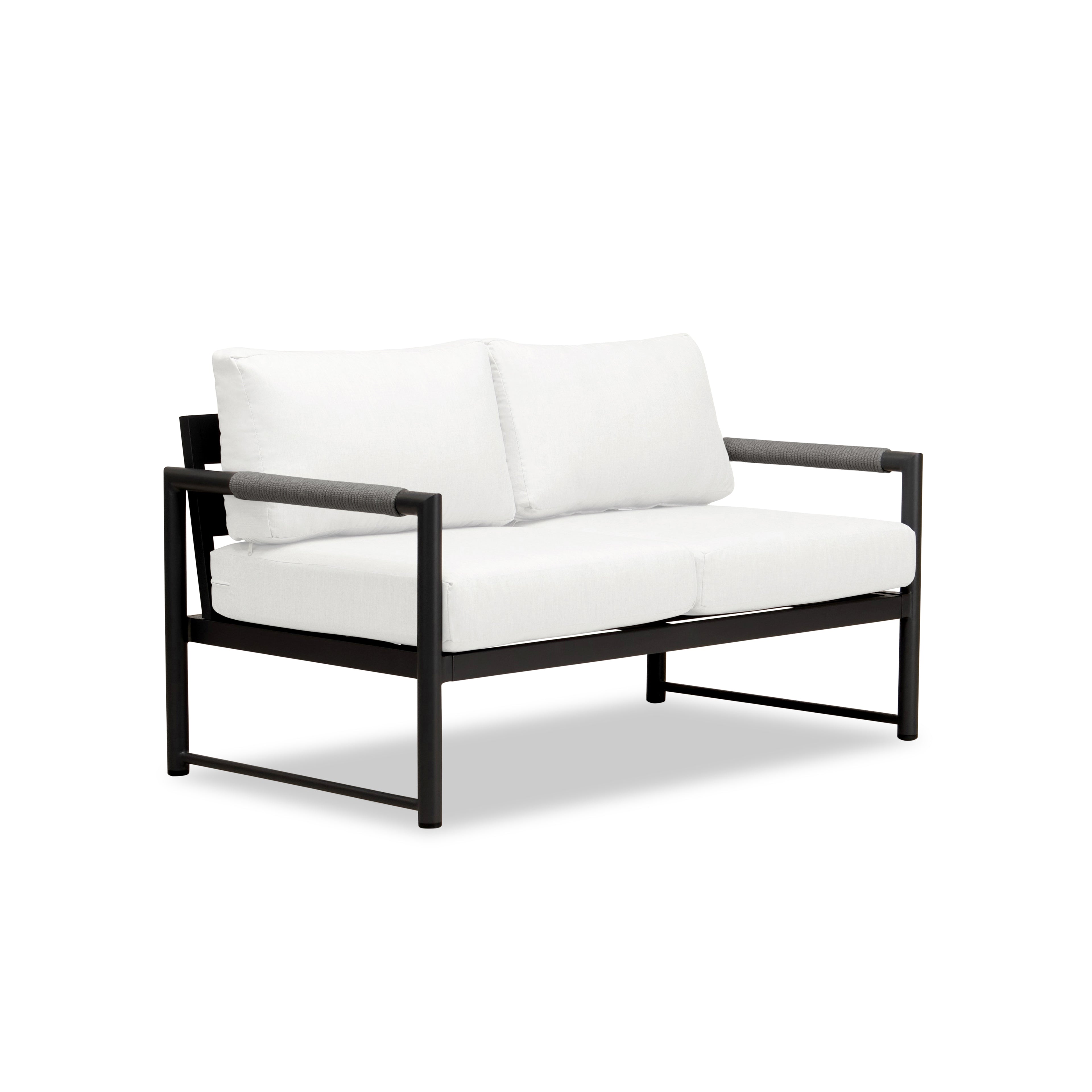 Alto Loveseat#Finish_Black#Fabric_Canvas Natural