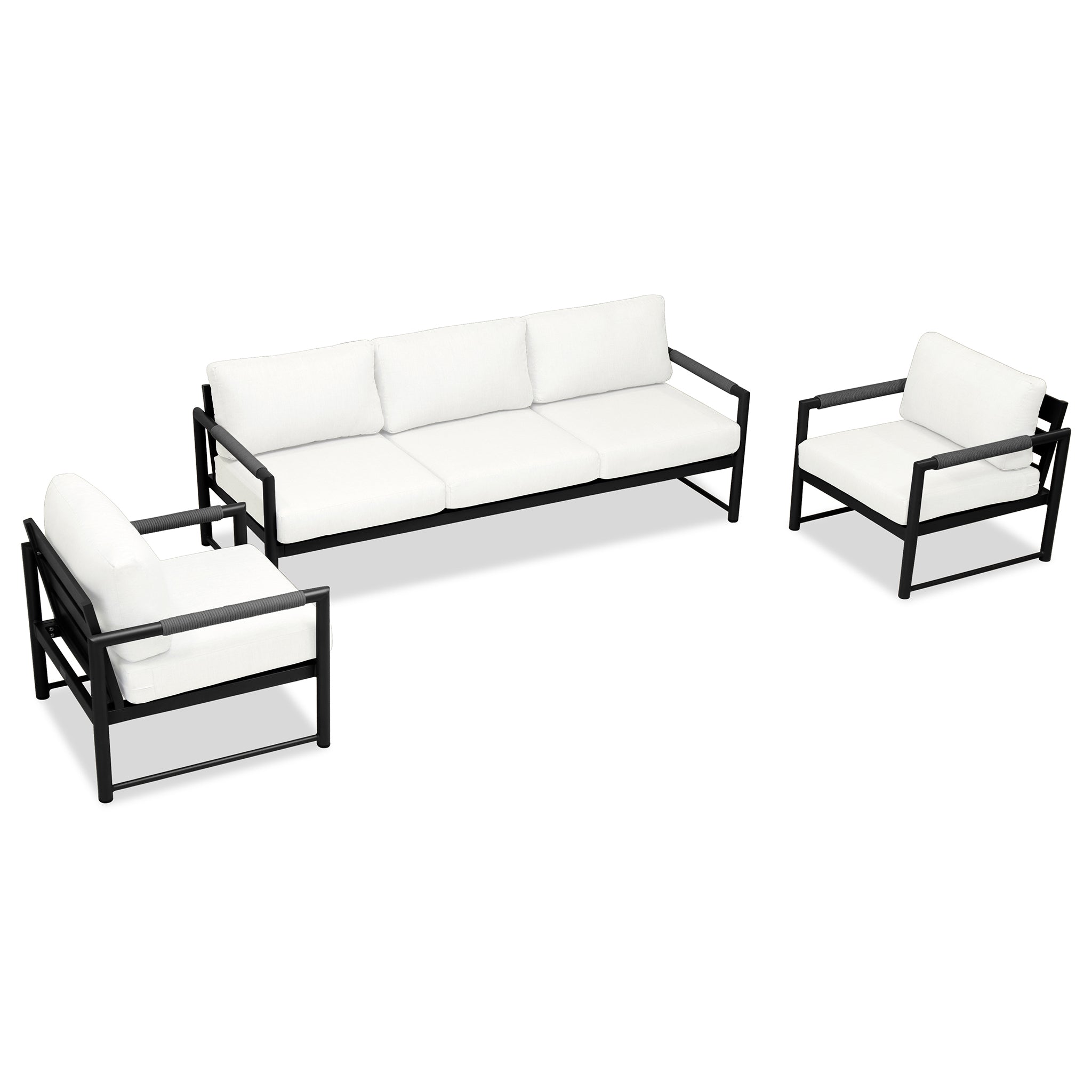 variant:Two Club Chairs / Black/Carbon / Canvas Natural