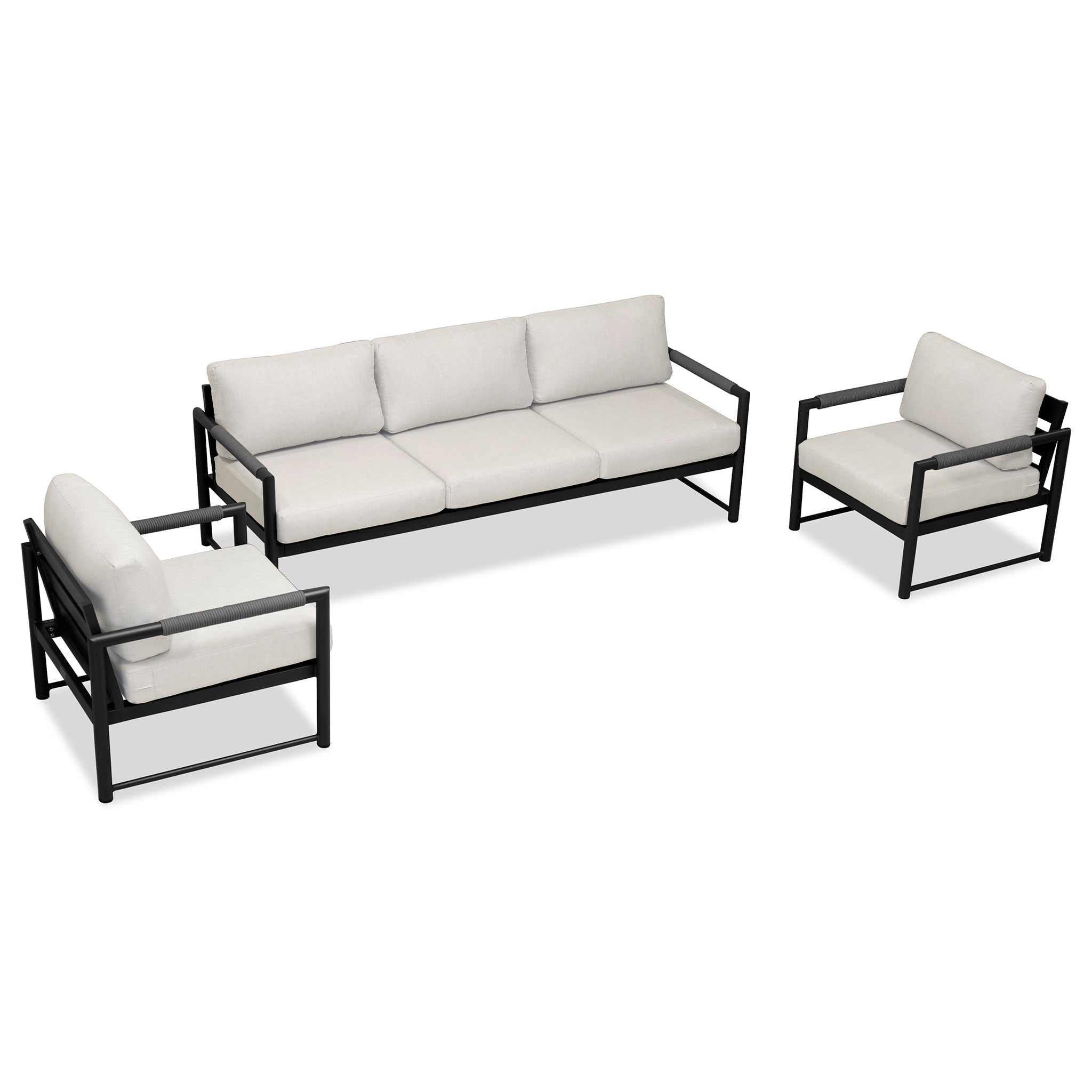 variant:Two Club Chairs / Black/Carbon / Cast Silver