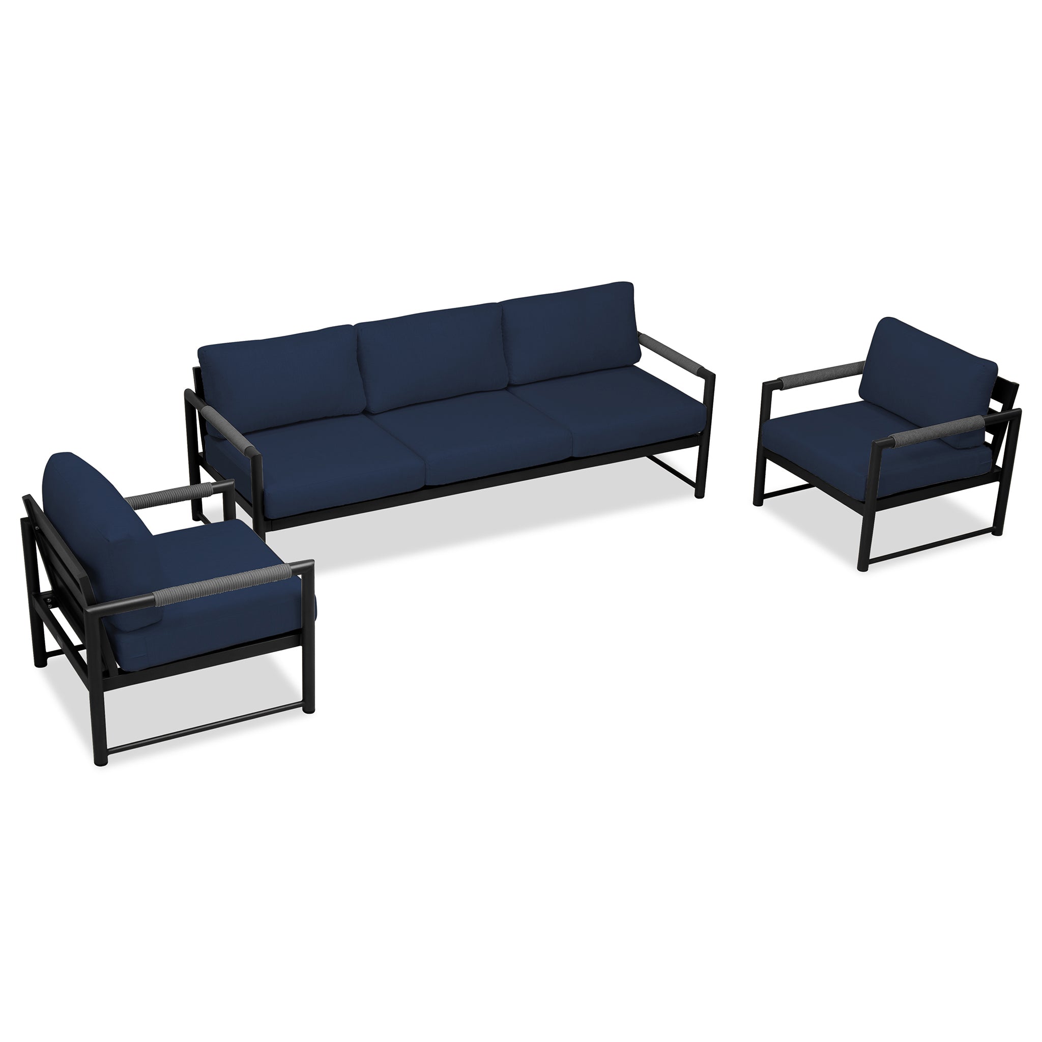 variant:Two Club Chairs / Black/Carbon / Spectrum Indigo