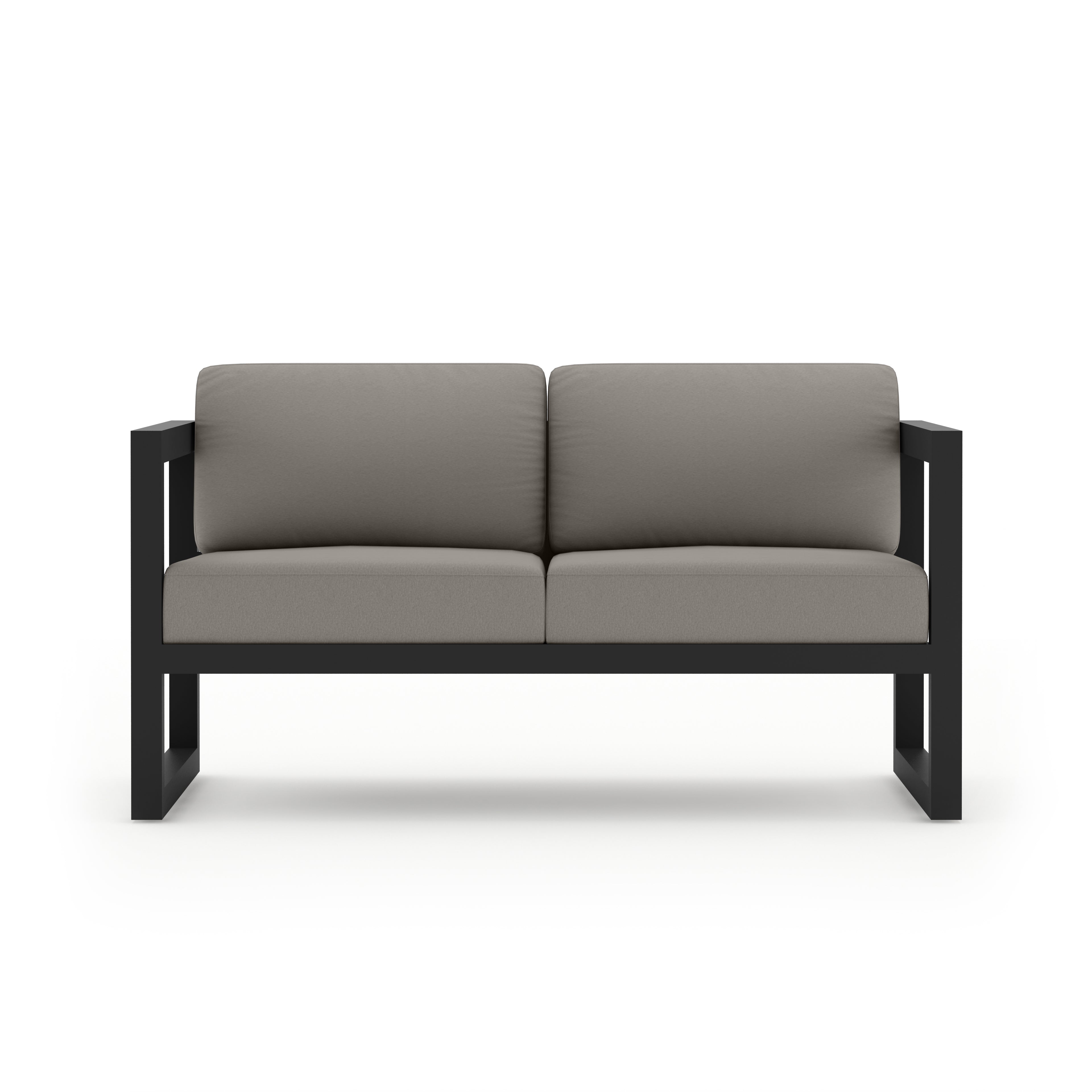 Avion Classic 4 Piece Aluminum Loveseat Set#Finish_Black#Fabric_Canvas Charcoal