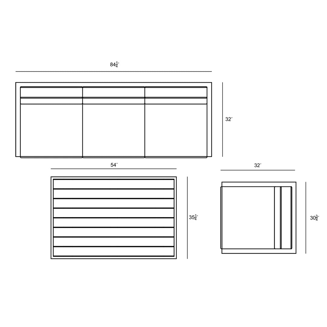 Avion Classic 3 Piece Aluminum Sofa Set