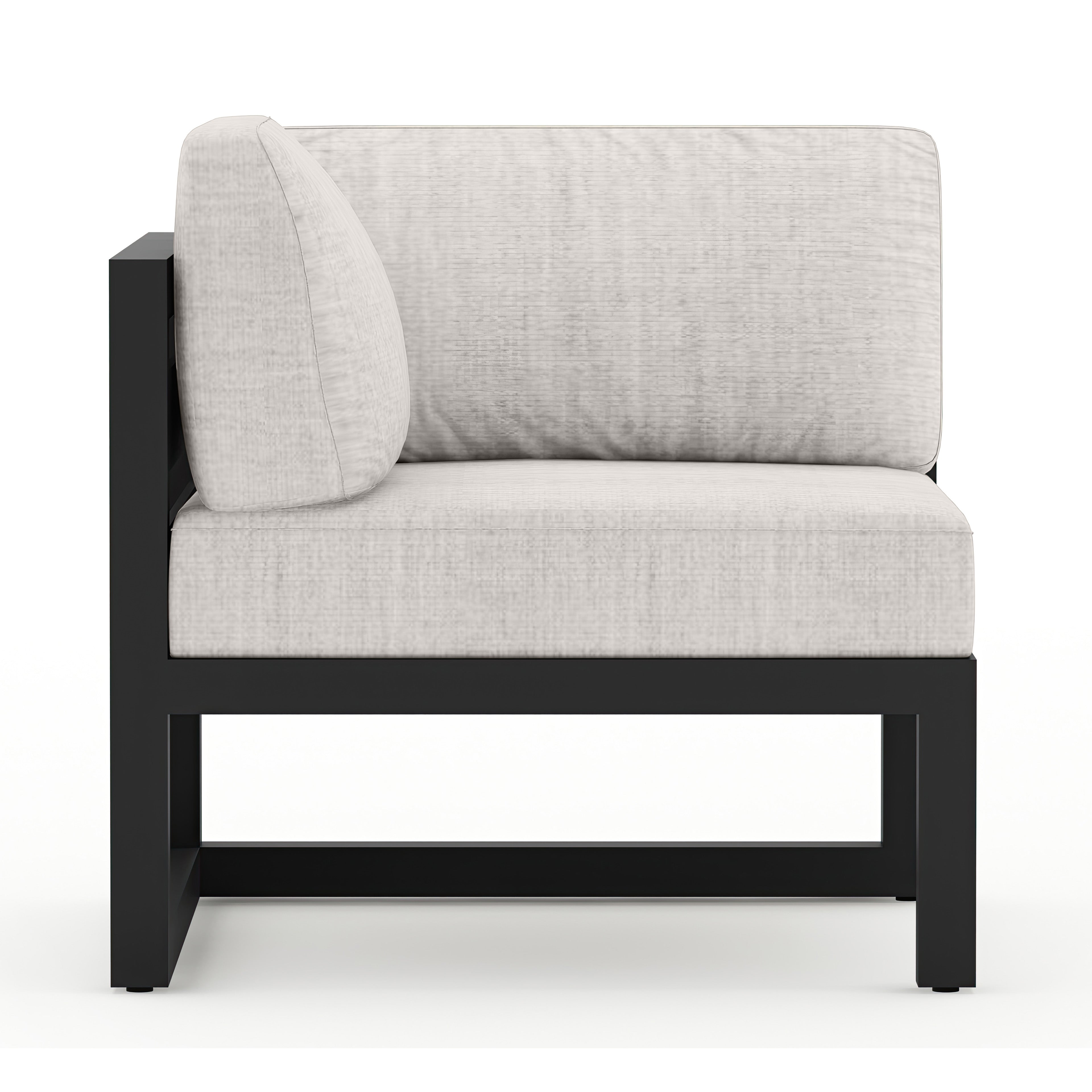 Avion Classic 5 Piece Aluminum Sectional Set#Finish_Black#Fabric_Cast Silver