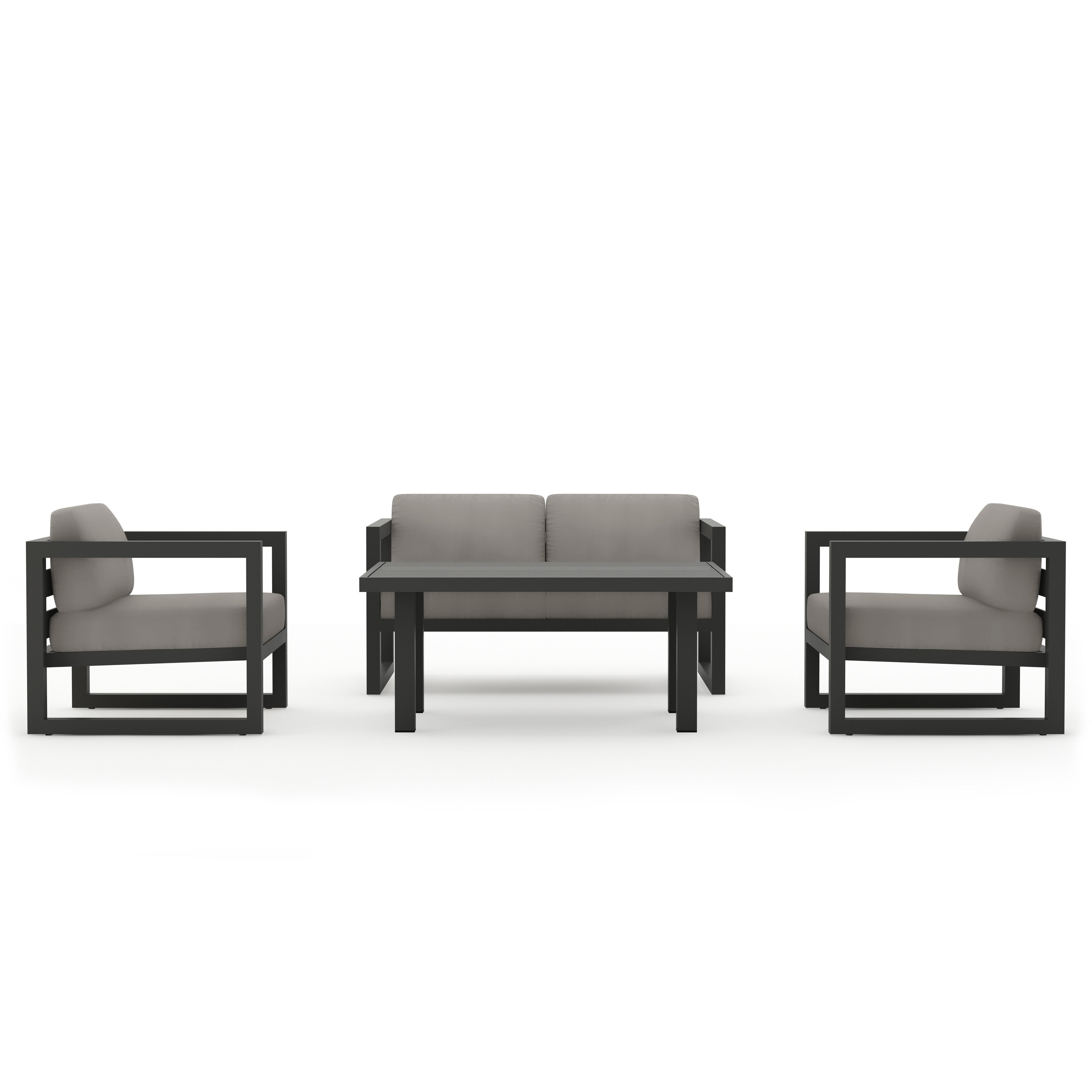 Avion Classic 4 Piece Aluminum Loveseat Set#Finish_Slate#Fabric_Canvas Charcoal