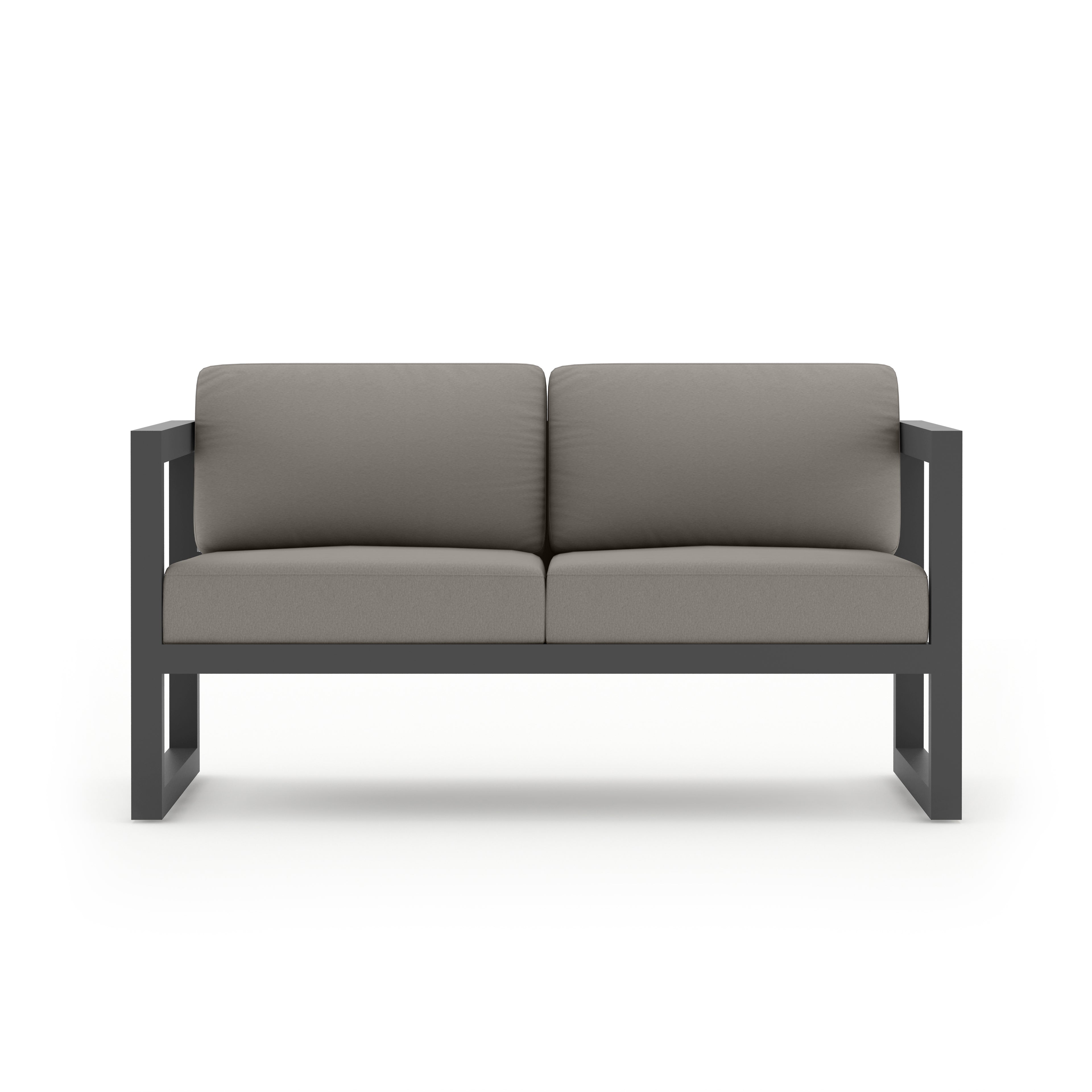 Avion Classic 4 Piece Aluminum Loveseat Set#Finish_Slate#Fabric_Canvas Charcoal
