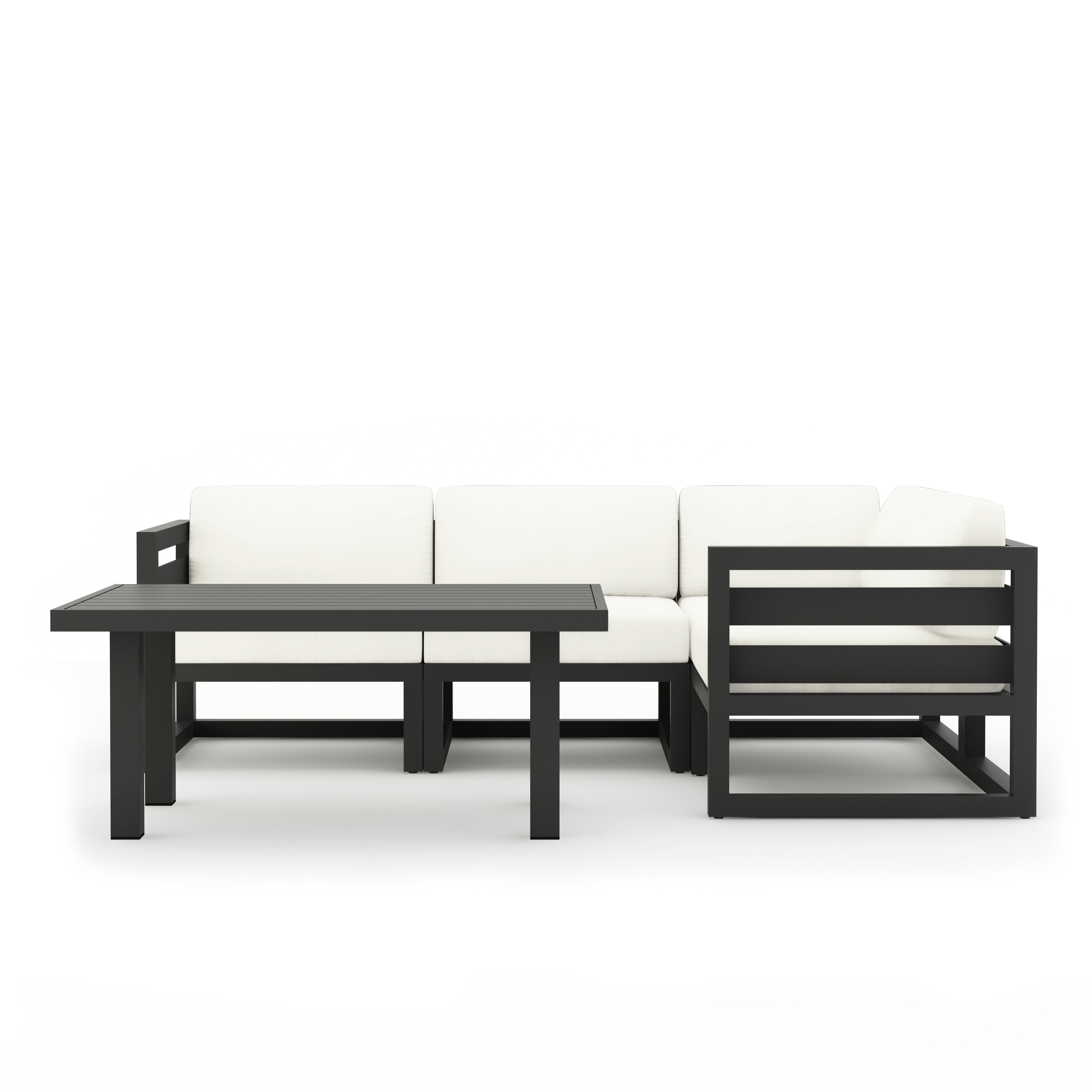 Avion Classic 5 Piece Aluminum Sectional Set#Finish_Slate#Fabric_Canvas Natural