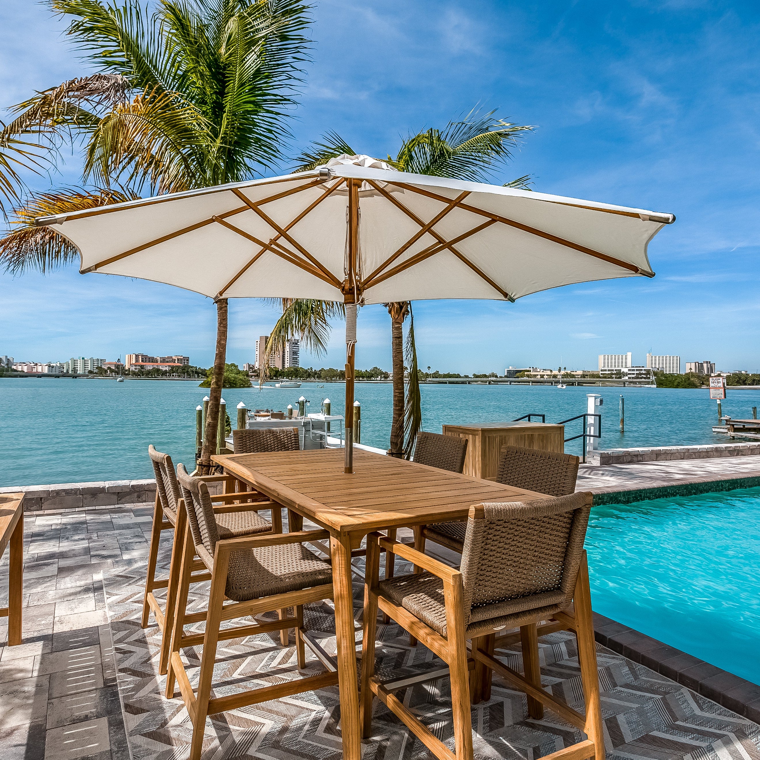 Admiral 32" x 65" Rectangular Bar Table with Umbrella Hole