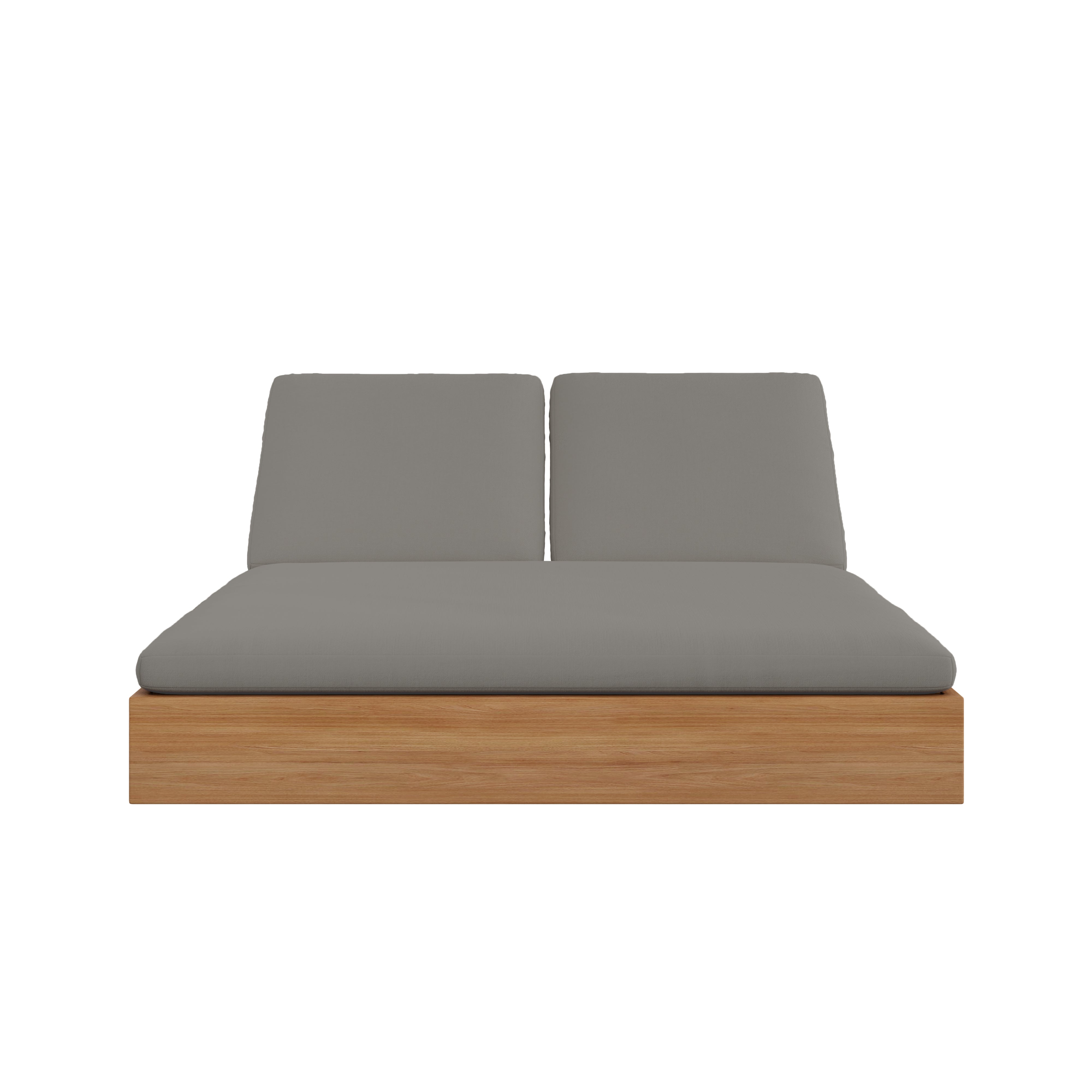 Beja Double Sunbed#Finish_Natural Sanded#Fabric_Canvas Charcoal