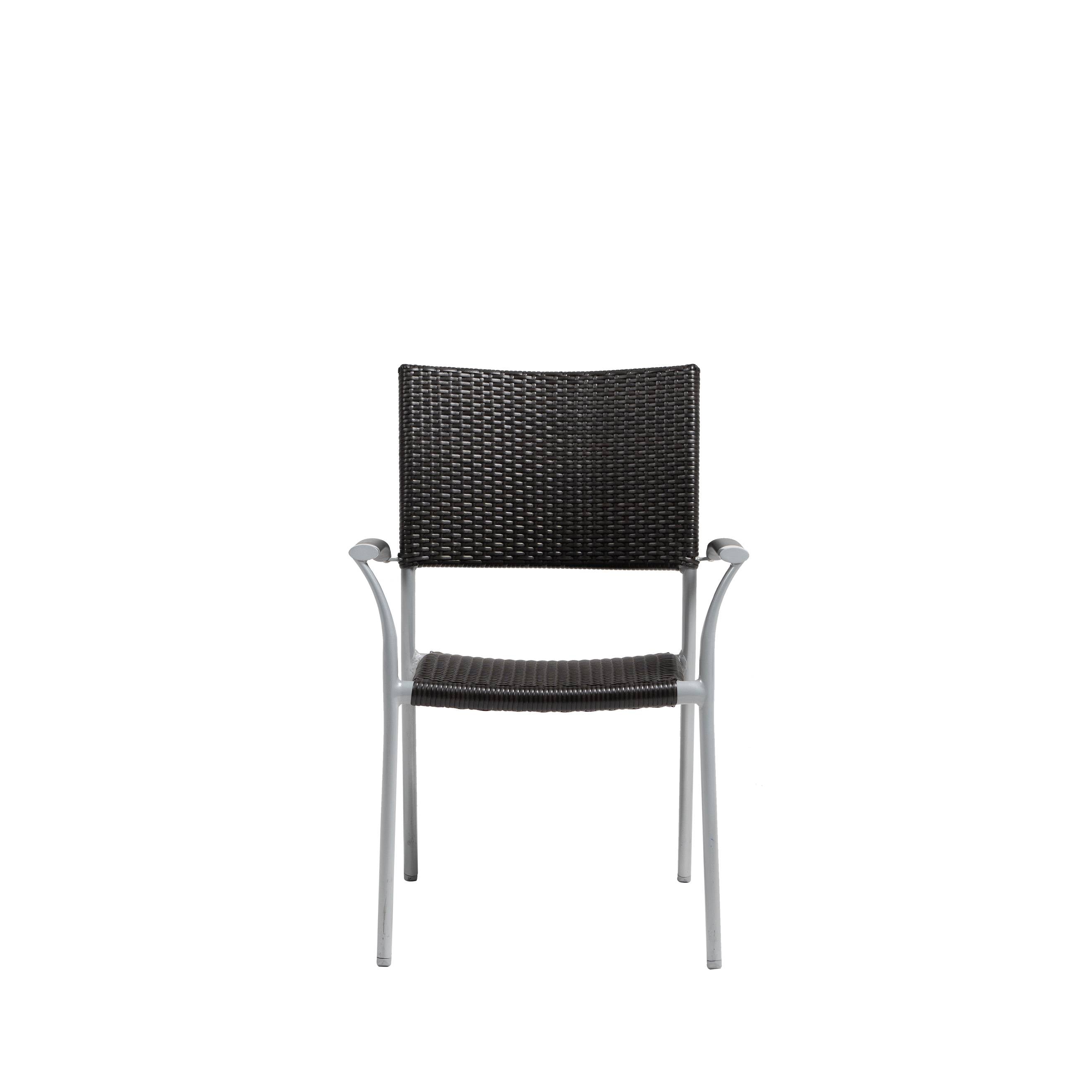 New Roma Wicker Stackable Dining Arm Chair w/ Aluminum Armrests