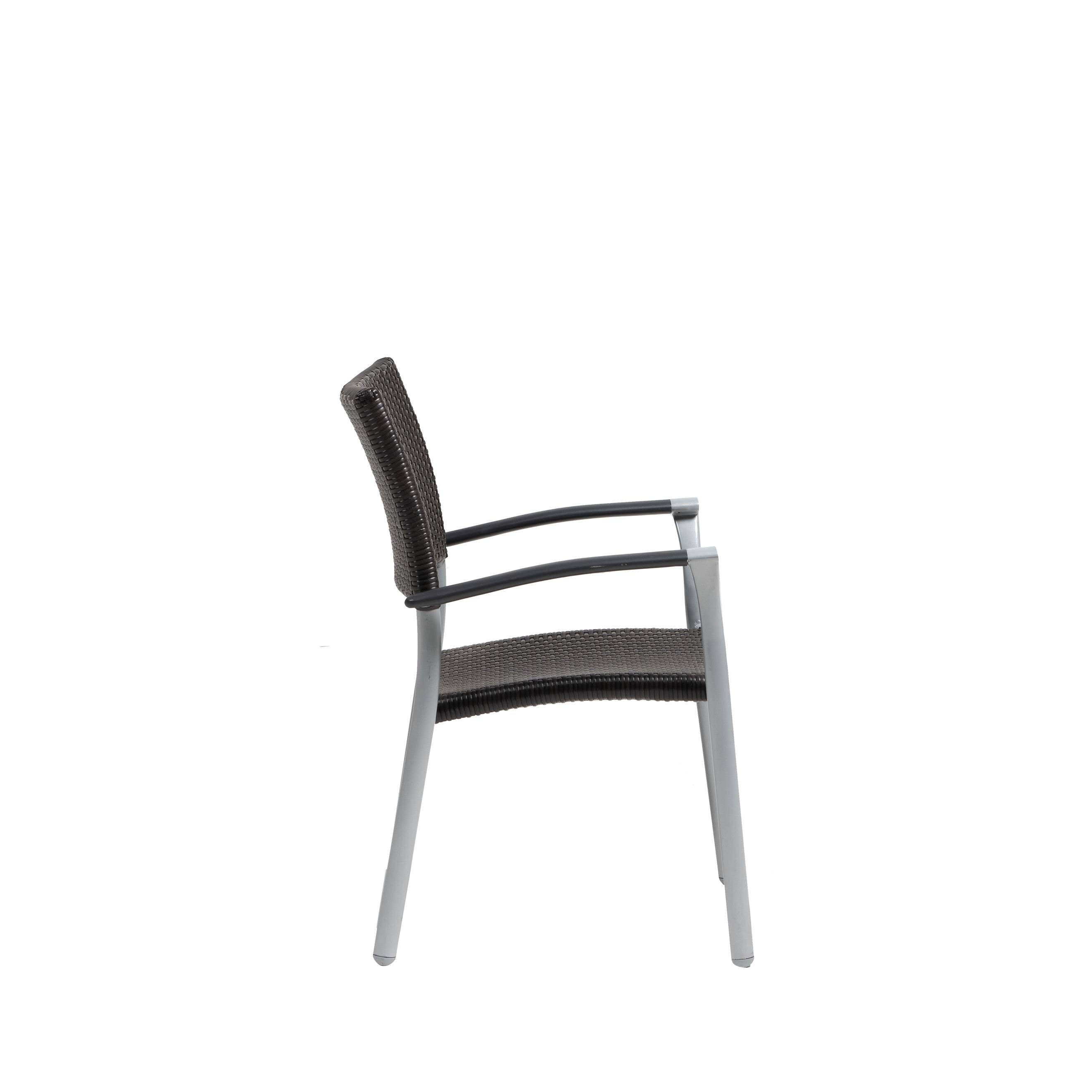 New Roma Wicker Stackable Dining Arm Chair w/ Aluminum Armrests