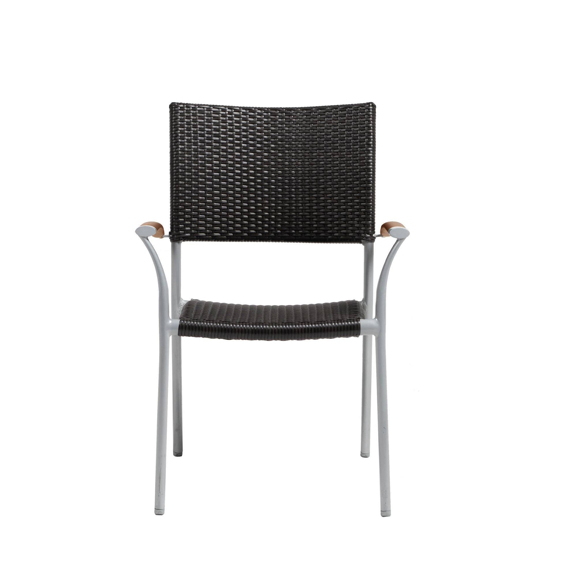 New Roma Wicker Stackable Dining Arm Chair w/ Durawood Armrests