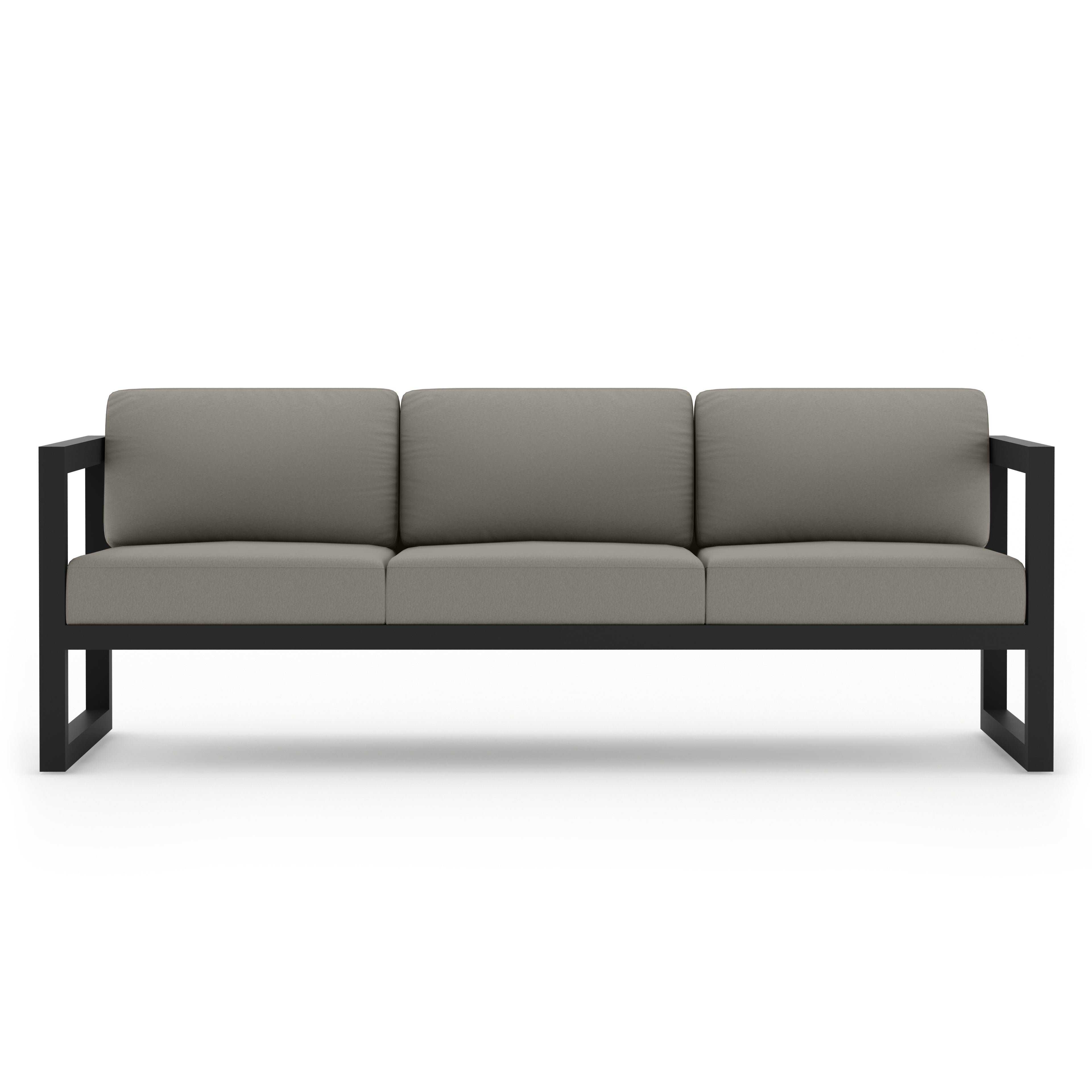 Avion 2 Piece Aluminum Sofa Set#Finish_Black#Fabric_Canvas Charcoal