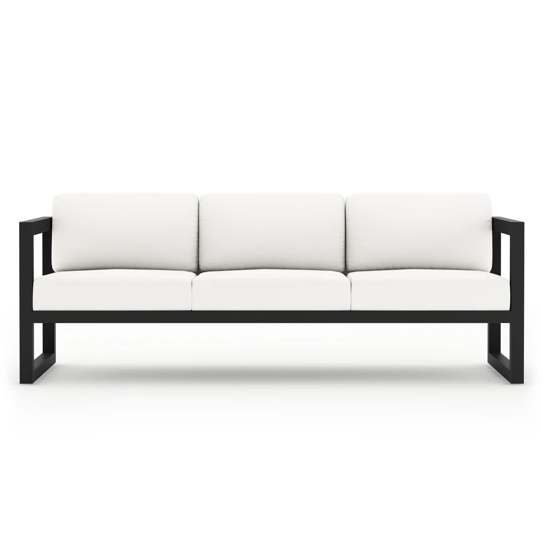 Avion 2 Piece Aluminum Sofa Set#Finish_Black#Fabric_Canvas Natural