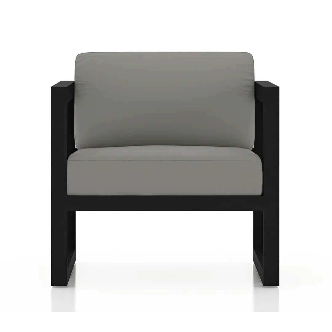 Avion 3 Piece Aluminum Sofa Set#Finish_Black#Fabric_Canvas Charcoal