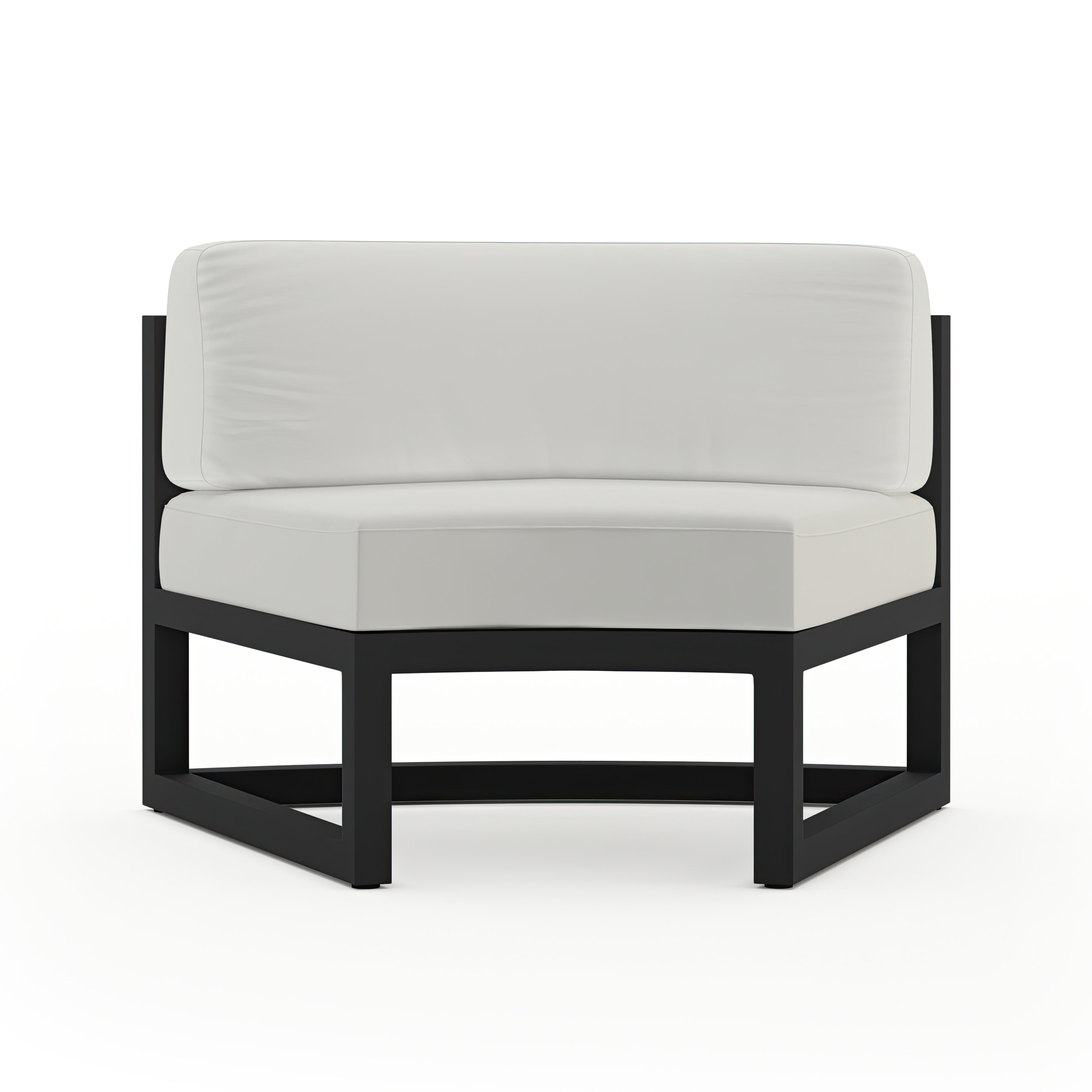 Avion 4 Piece Aluminum Curve Sectional Set#Finish_Black#Fabric_Canvas Natural