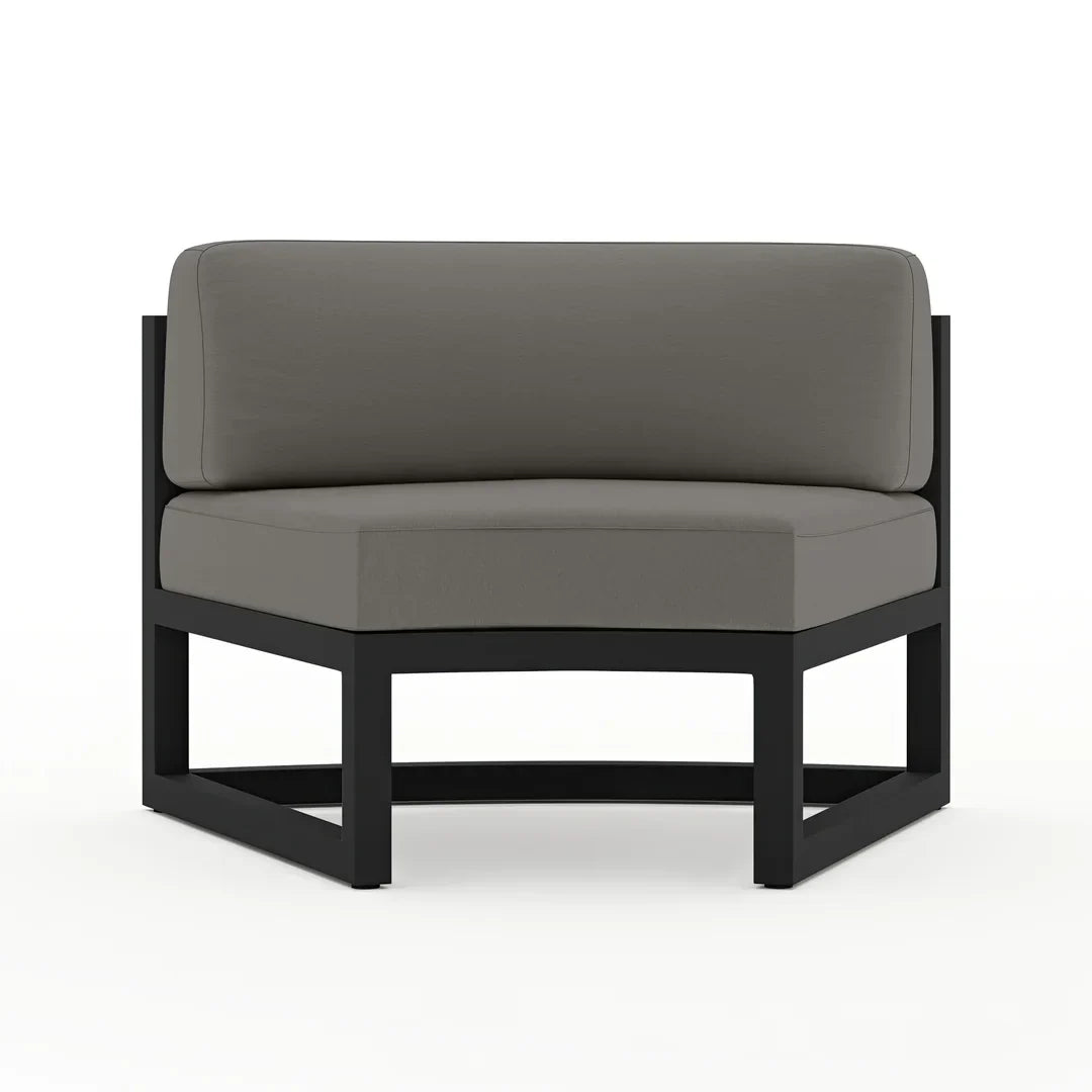 Avion 7 Piece Aluminum Curve Sectional Set#Finish_Black#Fabric_Canvas Charcoal