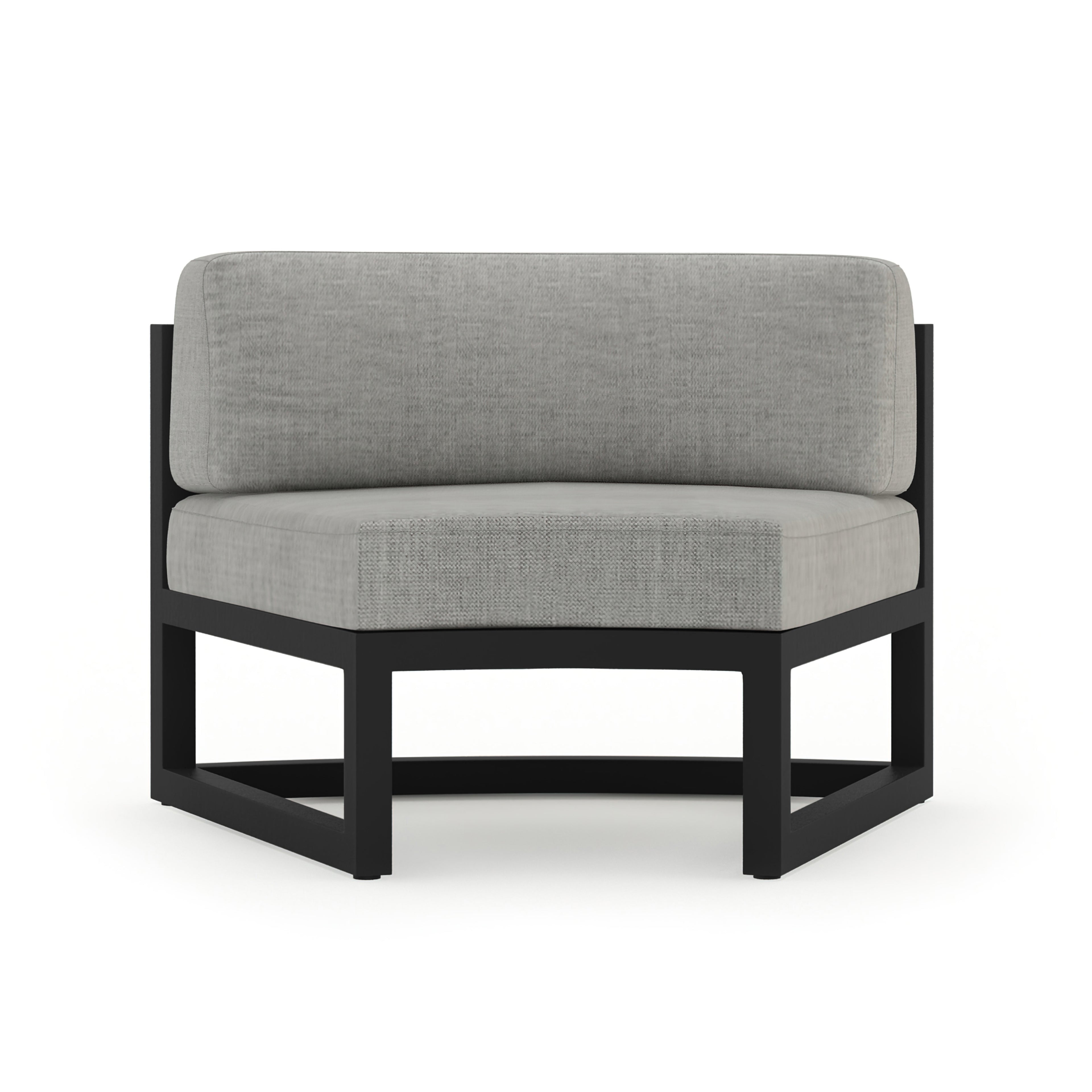 Avion 7 Piece Aluminum Curve Sectional Set#Finish_Black#Fabric_Cast Silver