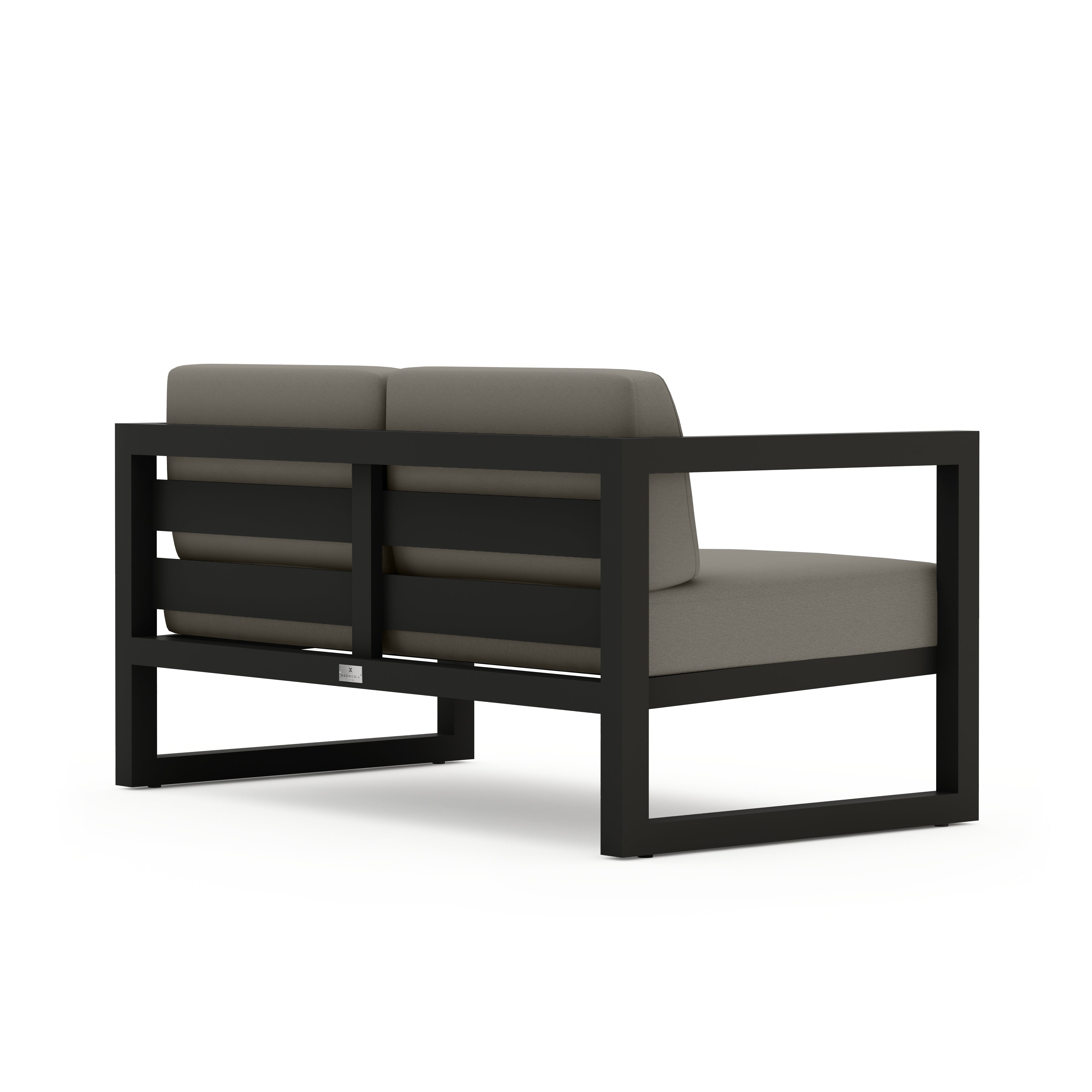 Avion Loveseat#Finish_Black#Fabric_Canvas Charcoal