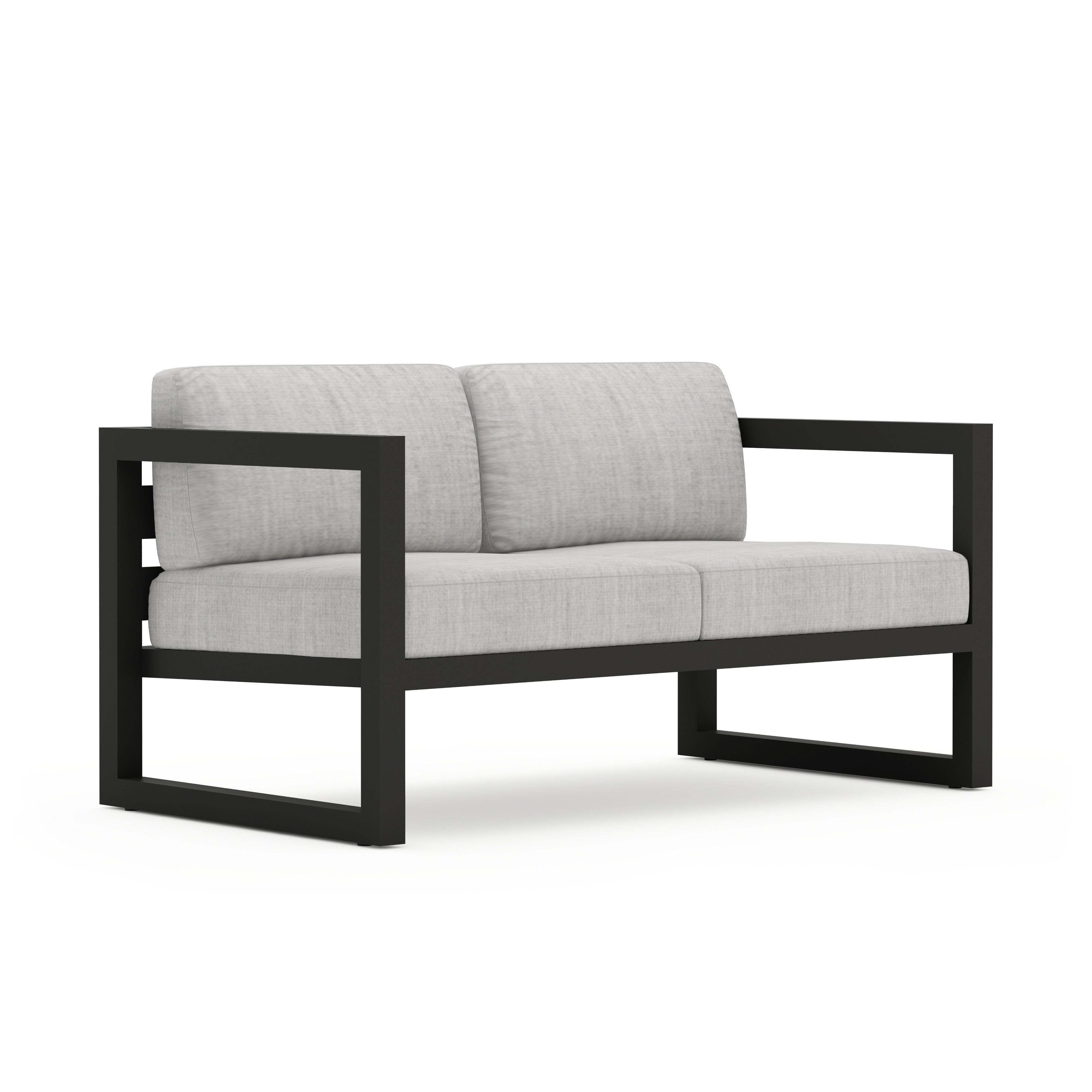Avion Loveseat#Finish_Black#Fabric_Cast Silver