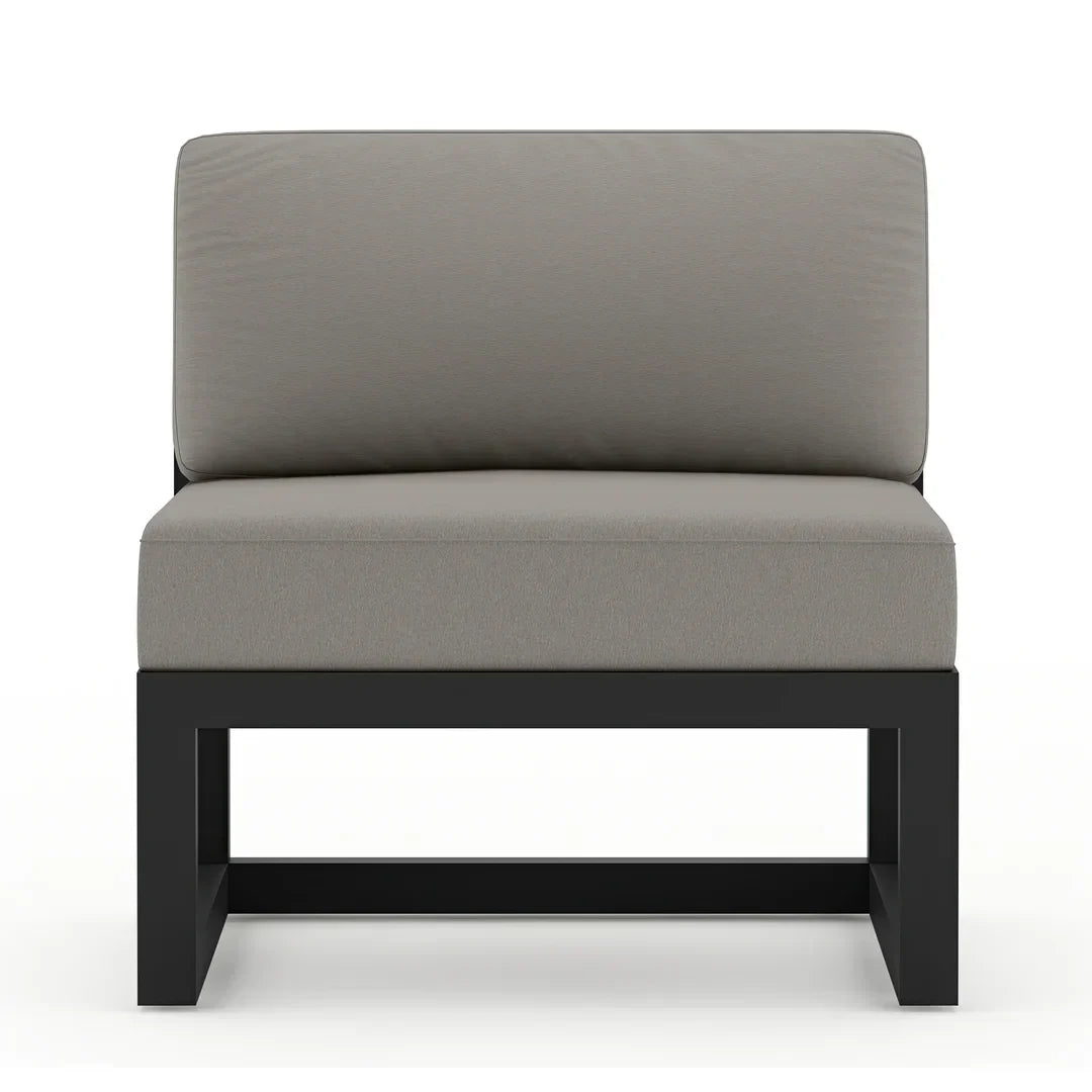 Avion 5 Piece Aluminum Sectional Set#Finish_Black#Fabric_Canvas Charcoal