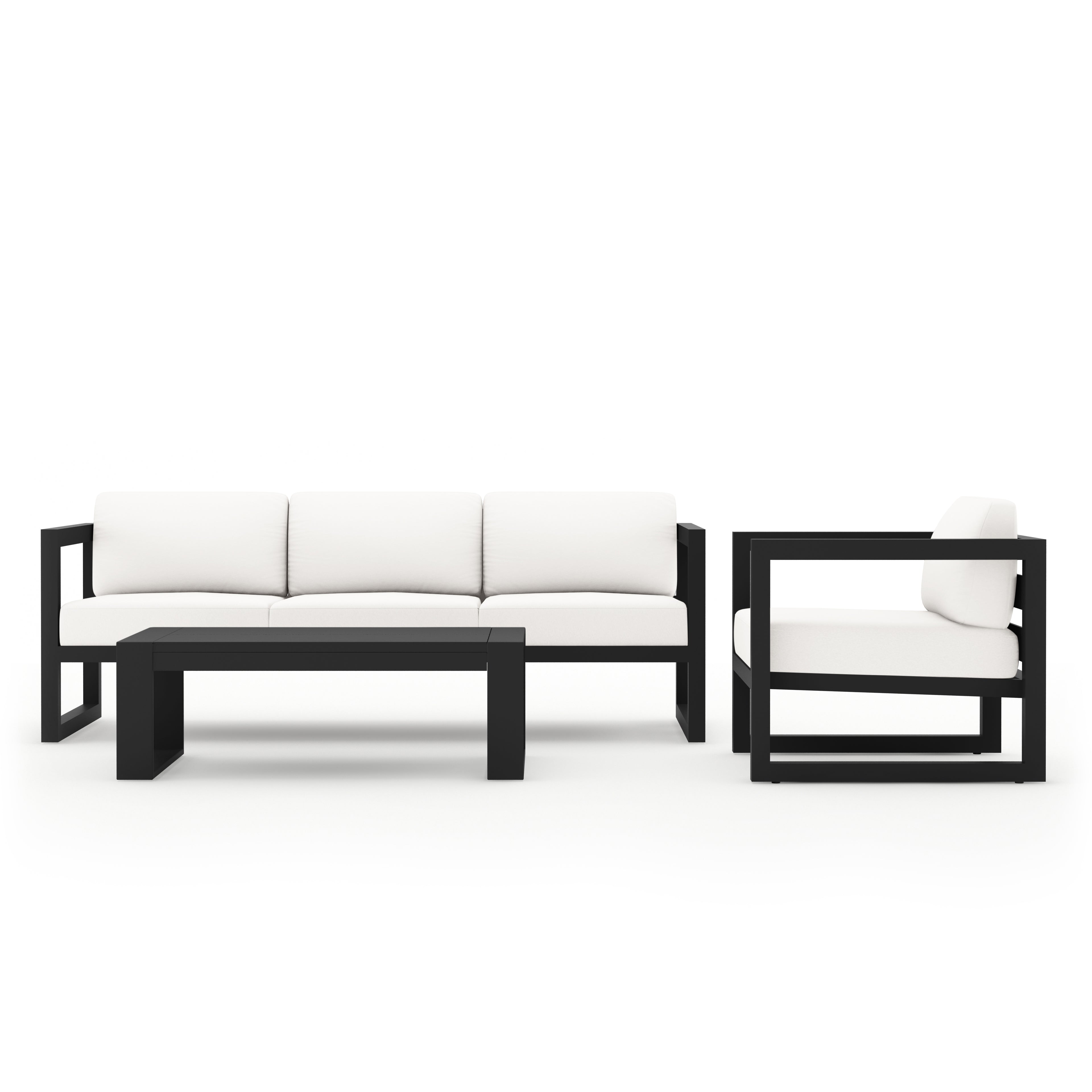 Avion 3 Piece Aluminum Sofa Set#Finish_Slate#Fabric_Canvas Natural