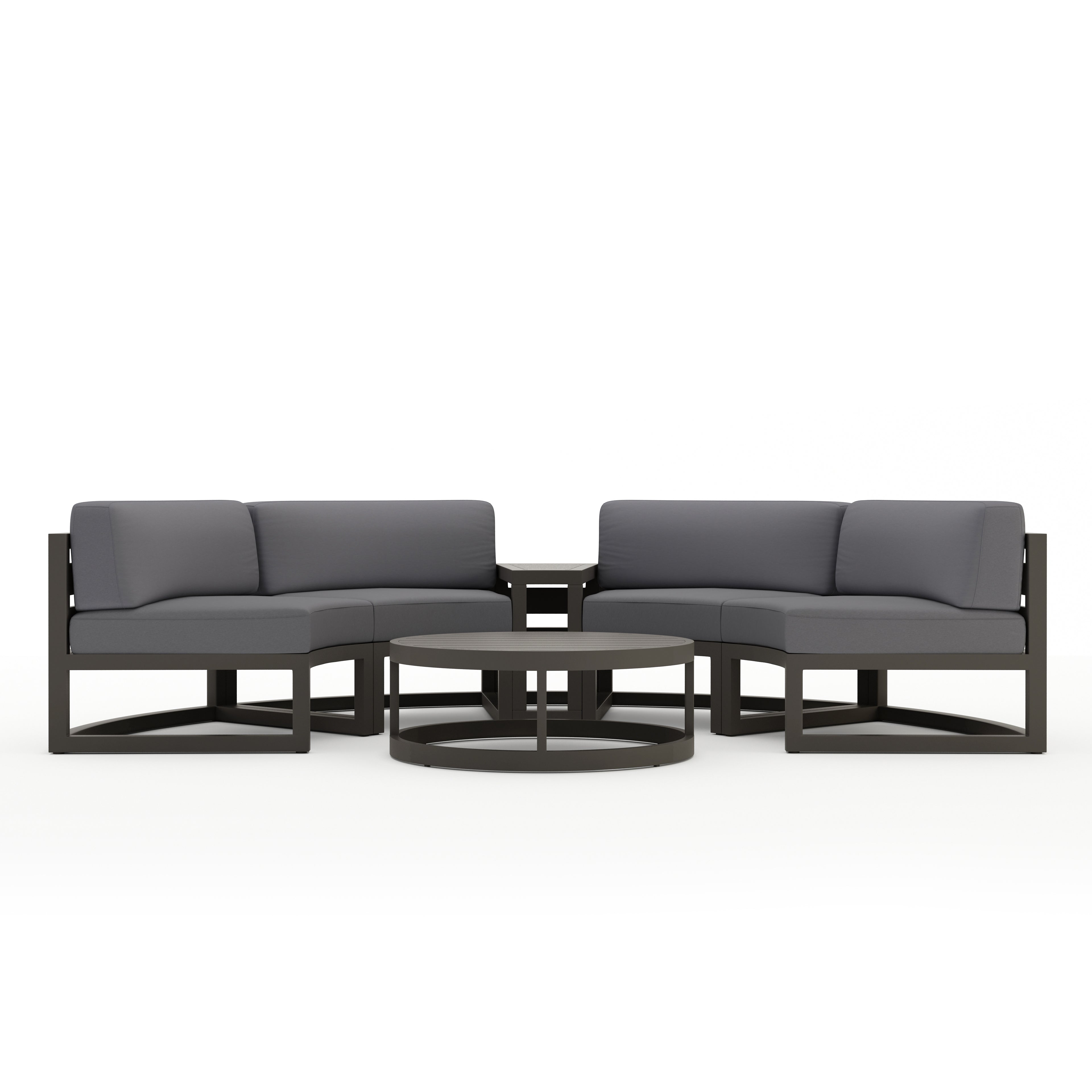 Avion 4 Piece Aluminum Curve Sectional Set#Finish_Slate#Fabric_Canvas Charcoal