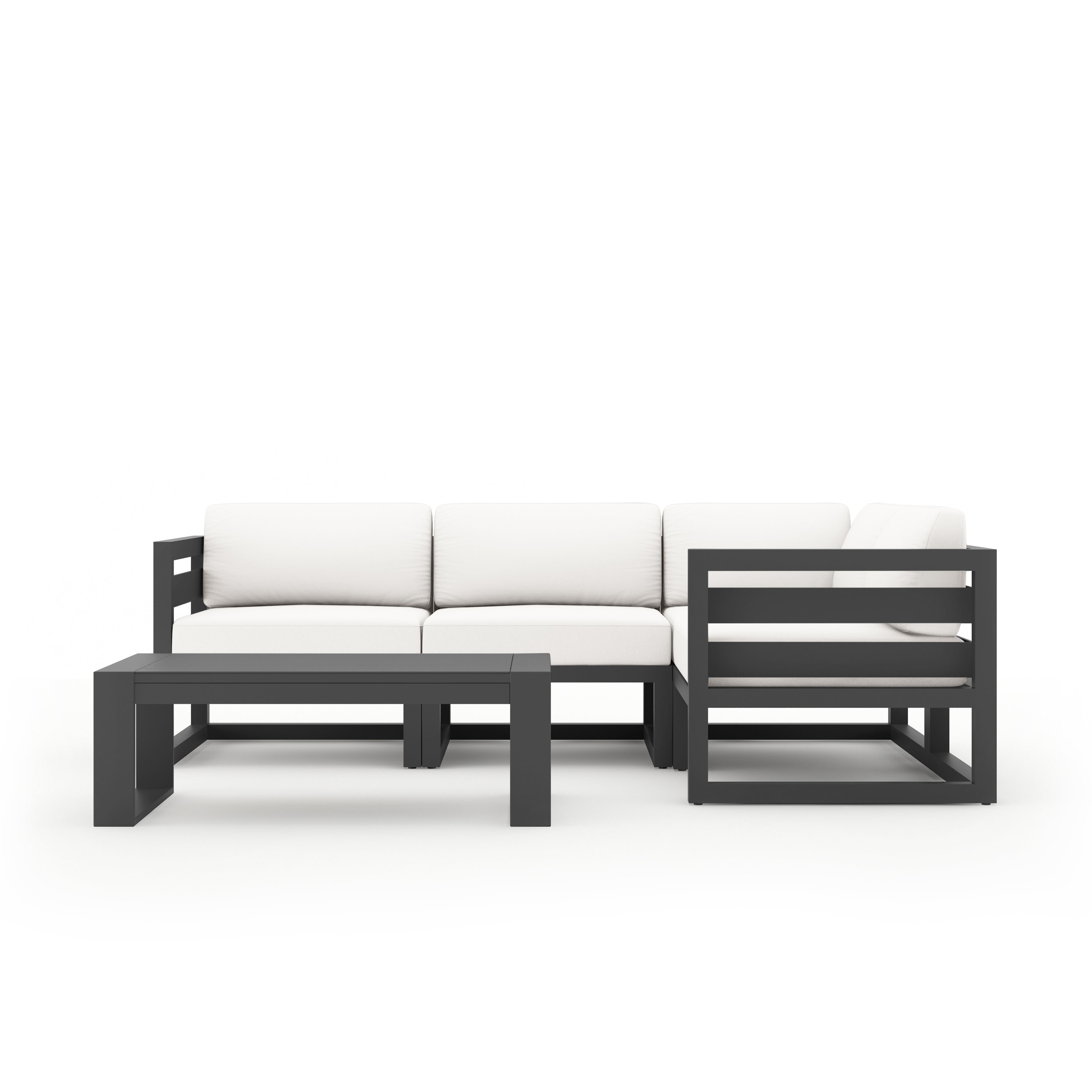 Avion 5 Piece Aluminum Sectional Set#Finish_Slate#Fabric_Canvas Natural