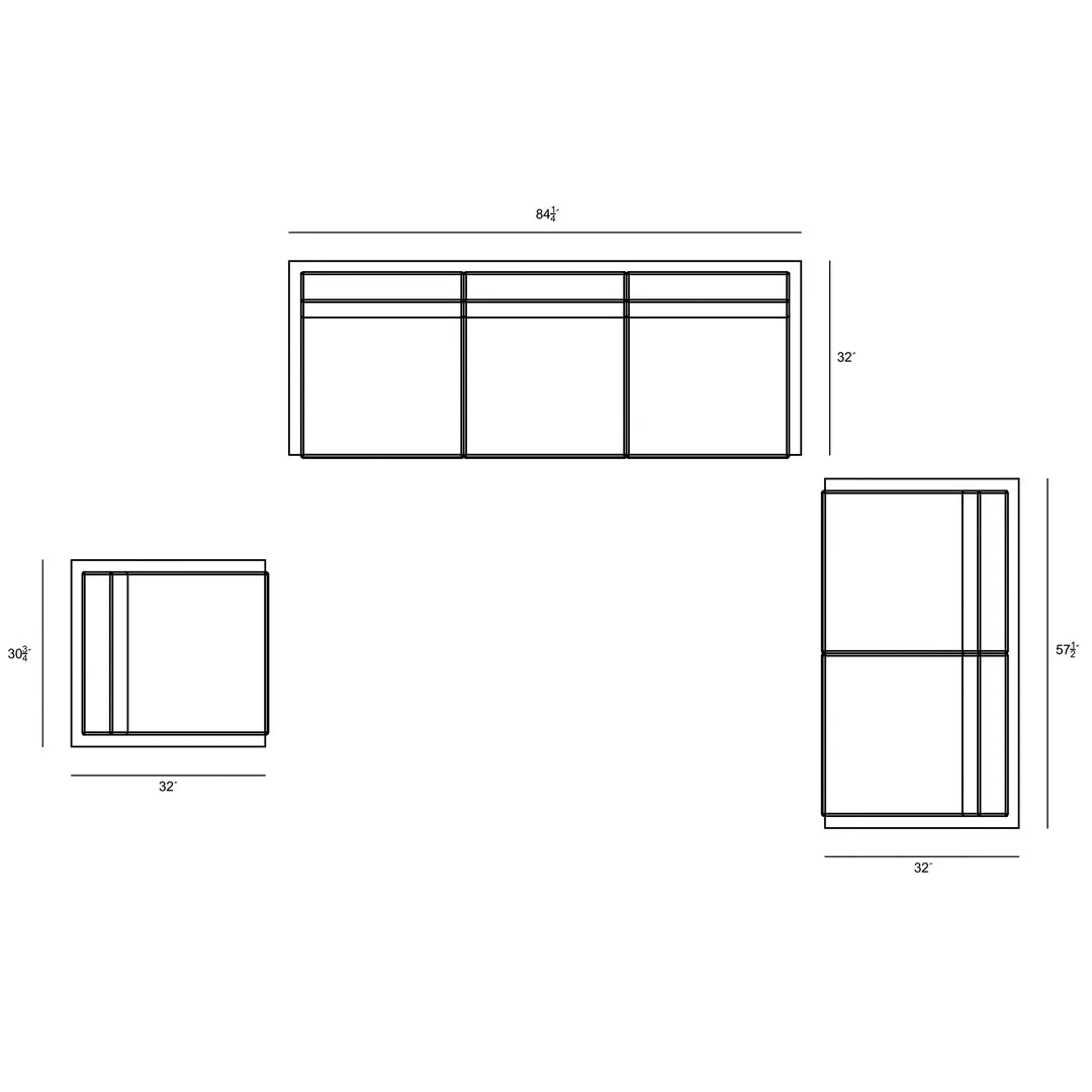 Avion 3 Piece Aluminum Sofa Loveseat Set