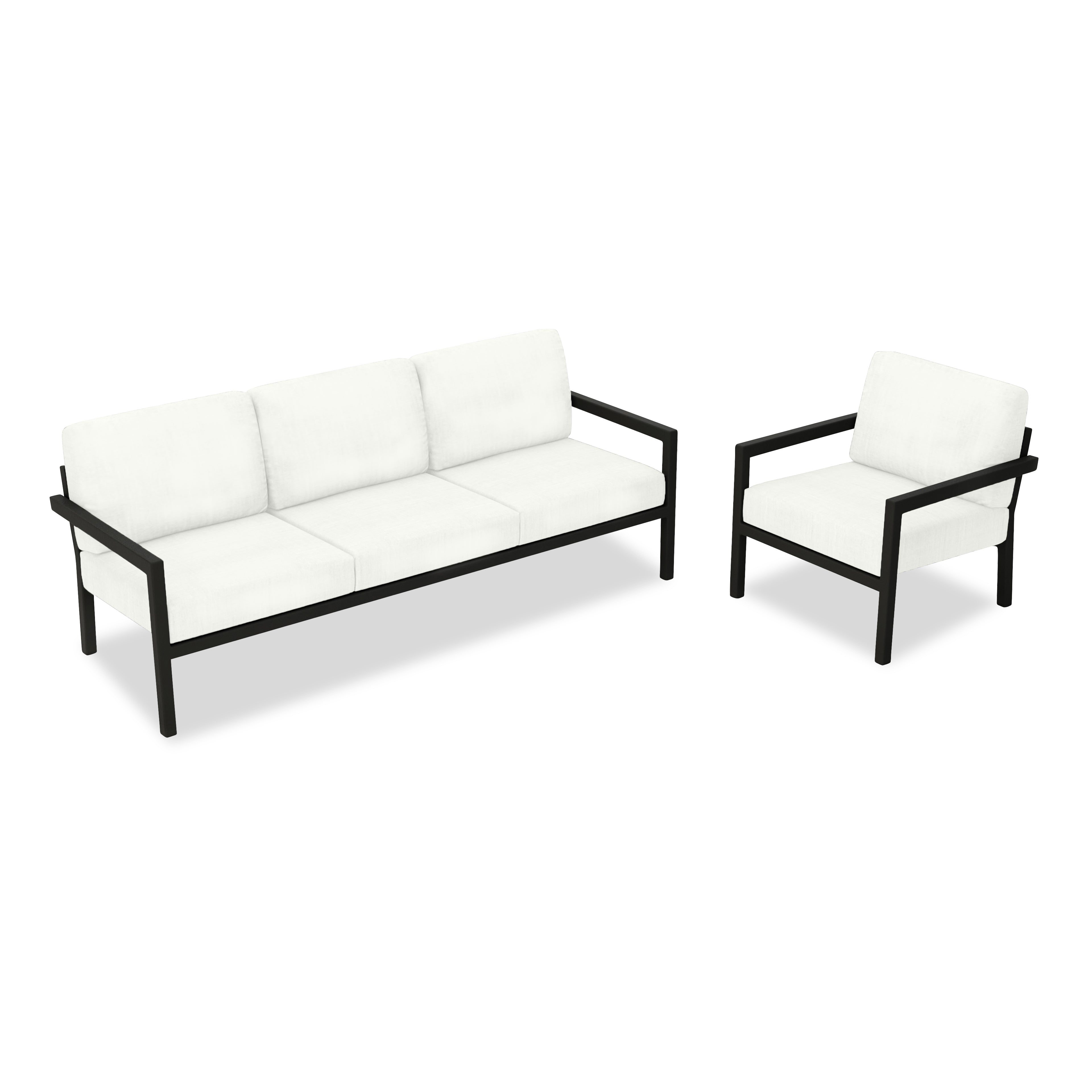 Pacifica 2 Piece Aluminum Sofa Set#Finish_Black#Fabric_Canvas Natural
