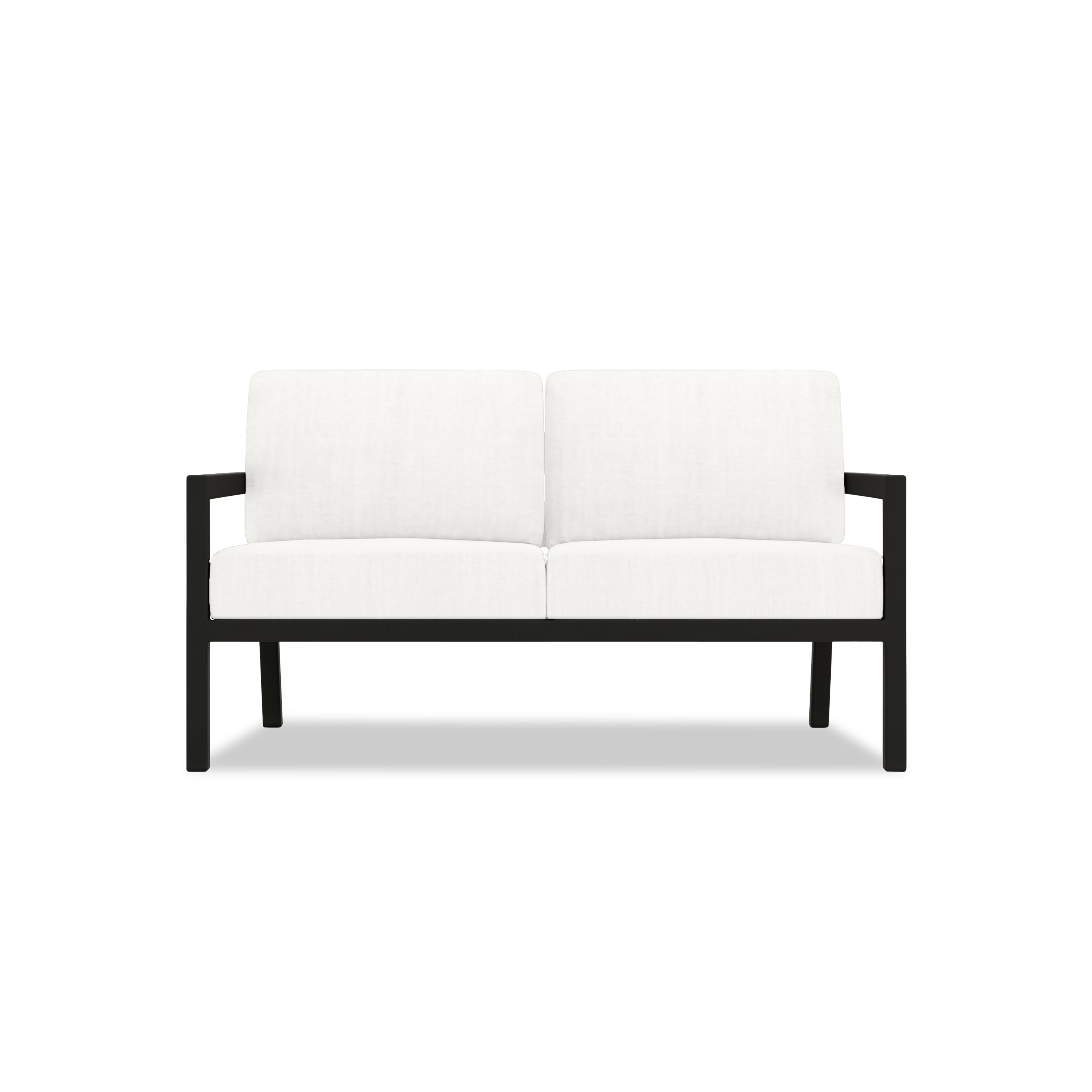Pacifica 3 Piece Aluminum Loveseat Set#Finish_Black#Fabric_Canvas Natural