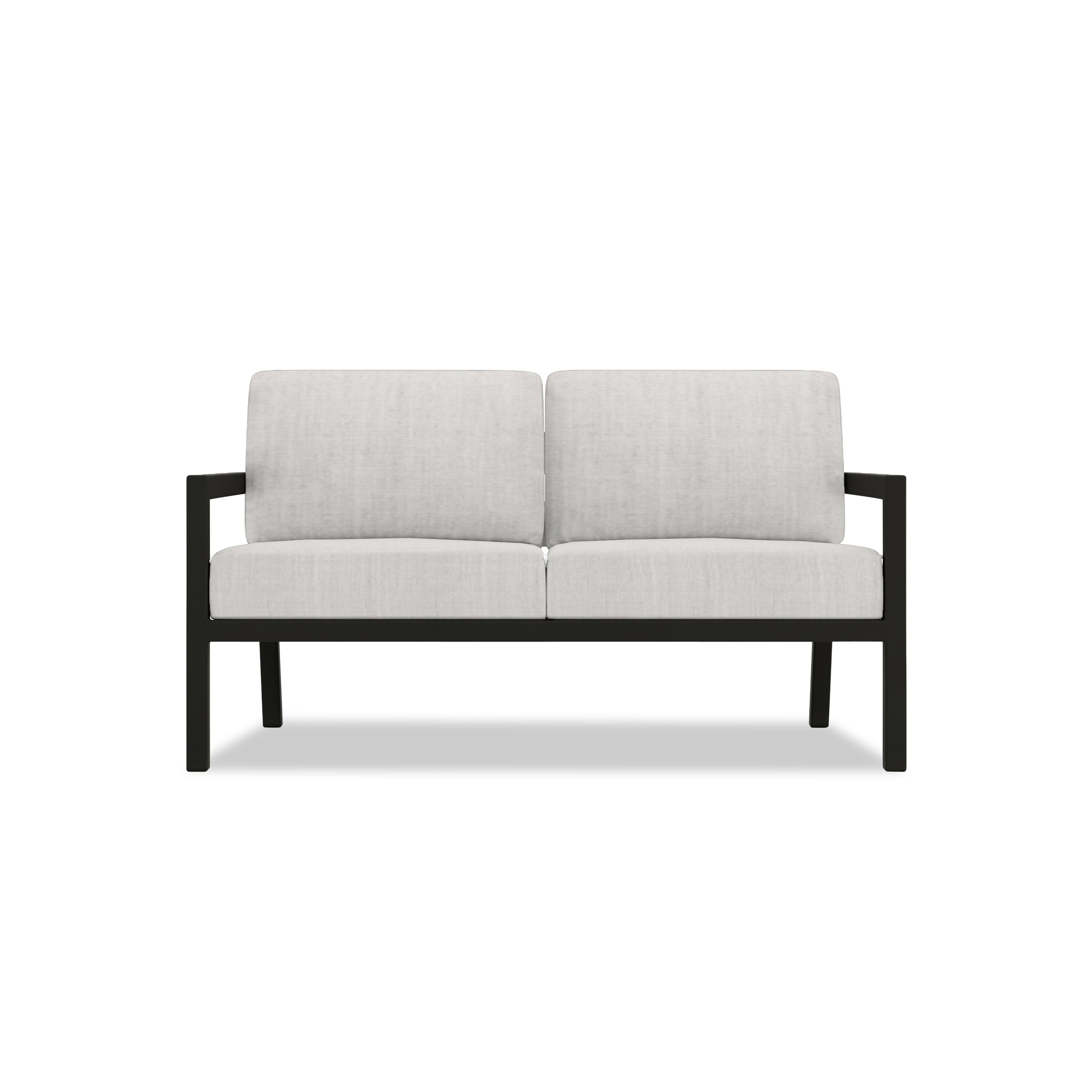Pacifica 3 Piece Aluminum Loveseat Set#Finish_Black#Fabric_Cast Silver