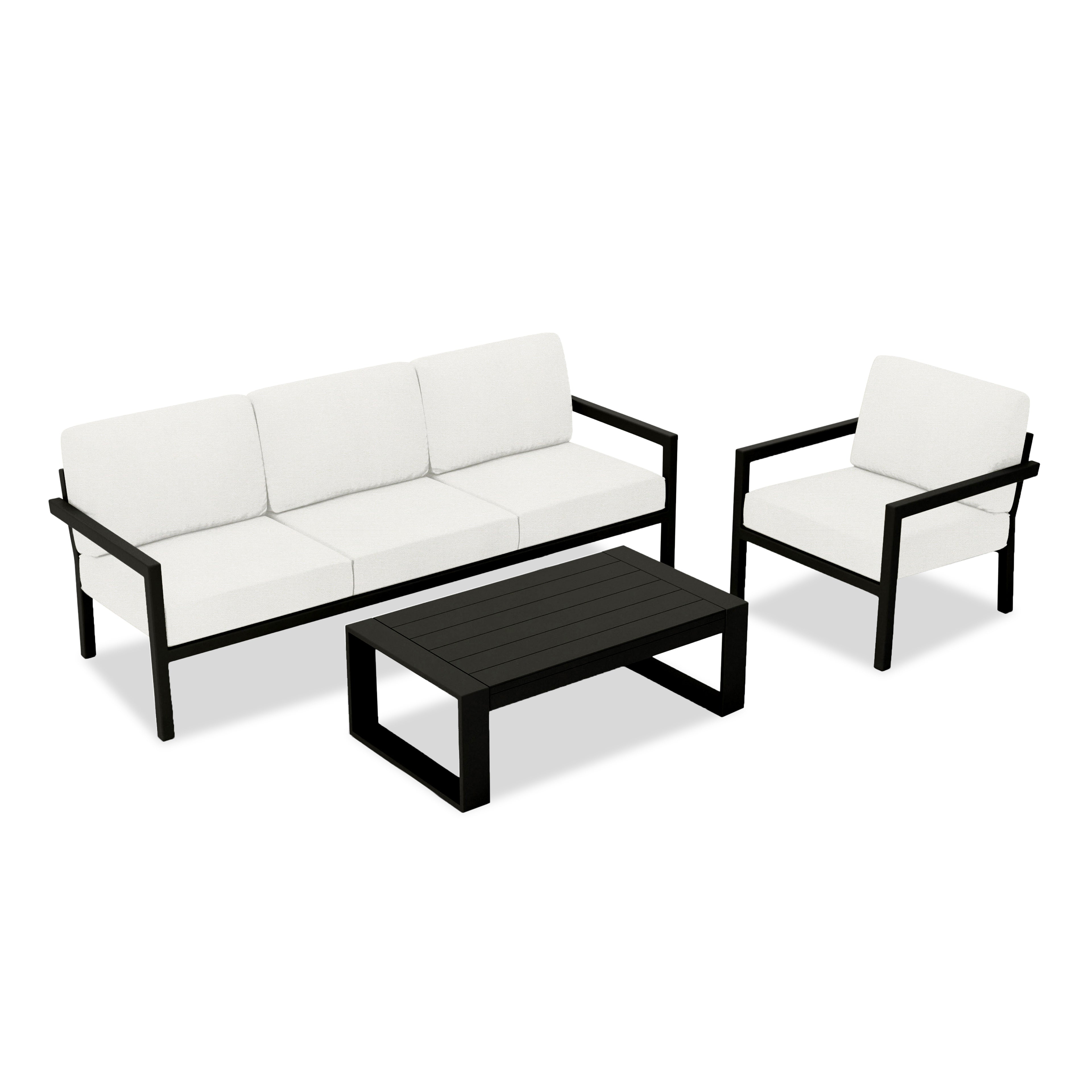 Pacifica 3 Piece Sofa Set#Finish_Black#Fabric_Canvas Natural