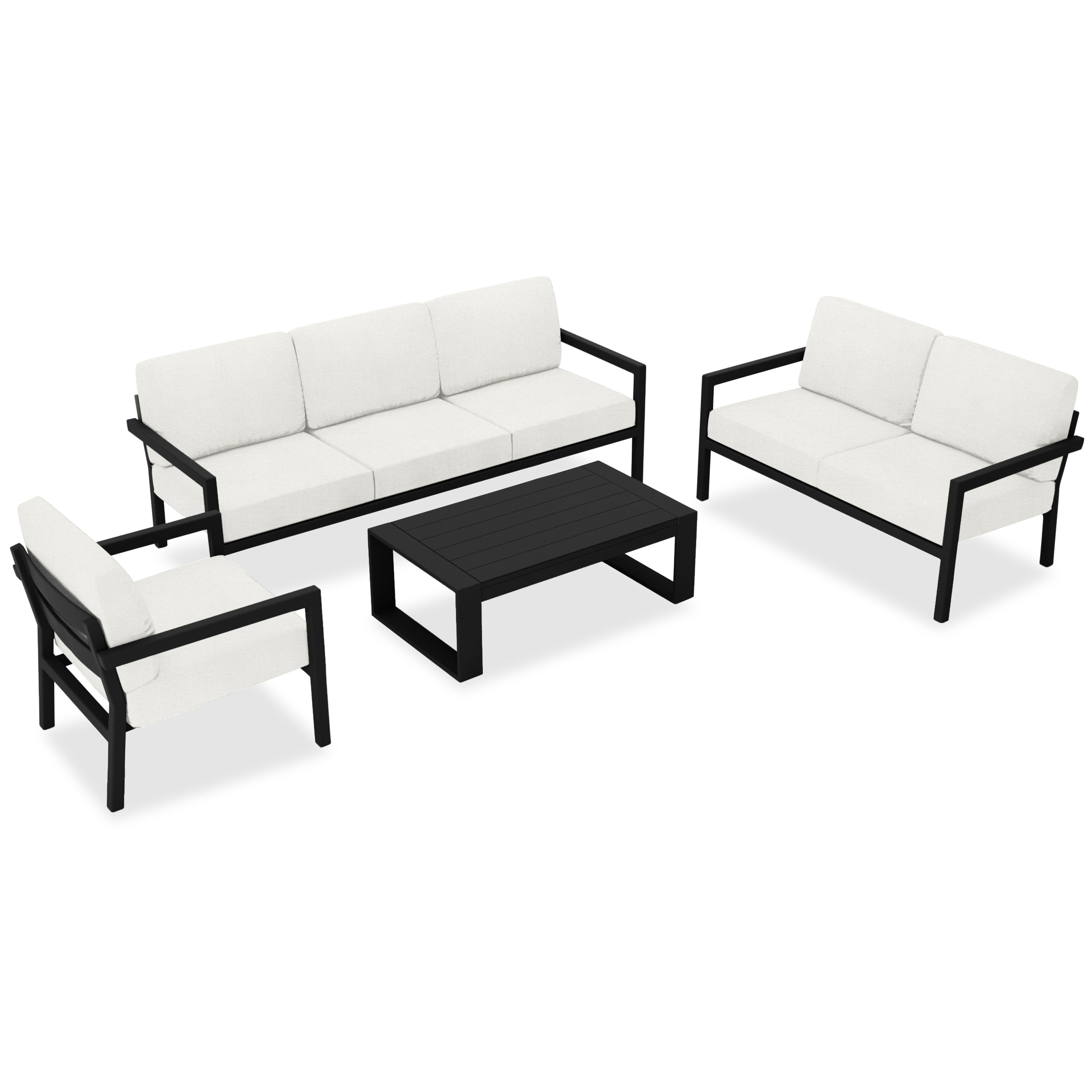 Pacifica 5 Piece Sofa Set#Finish_Black#Fabric_Canvas Natural