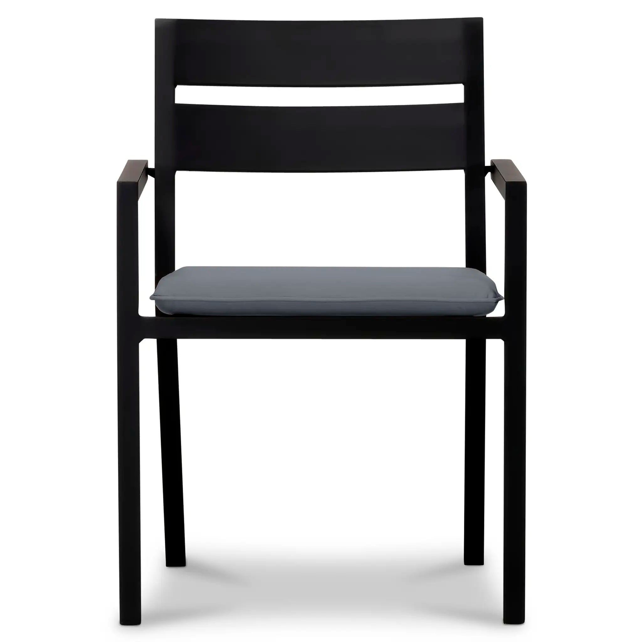 Pacifica 9 Piece Rectangular Dining Set#Finish_Black#Fabric_Canvas Charcoal