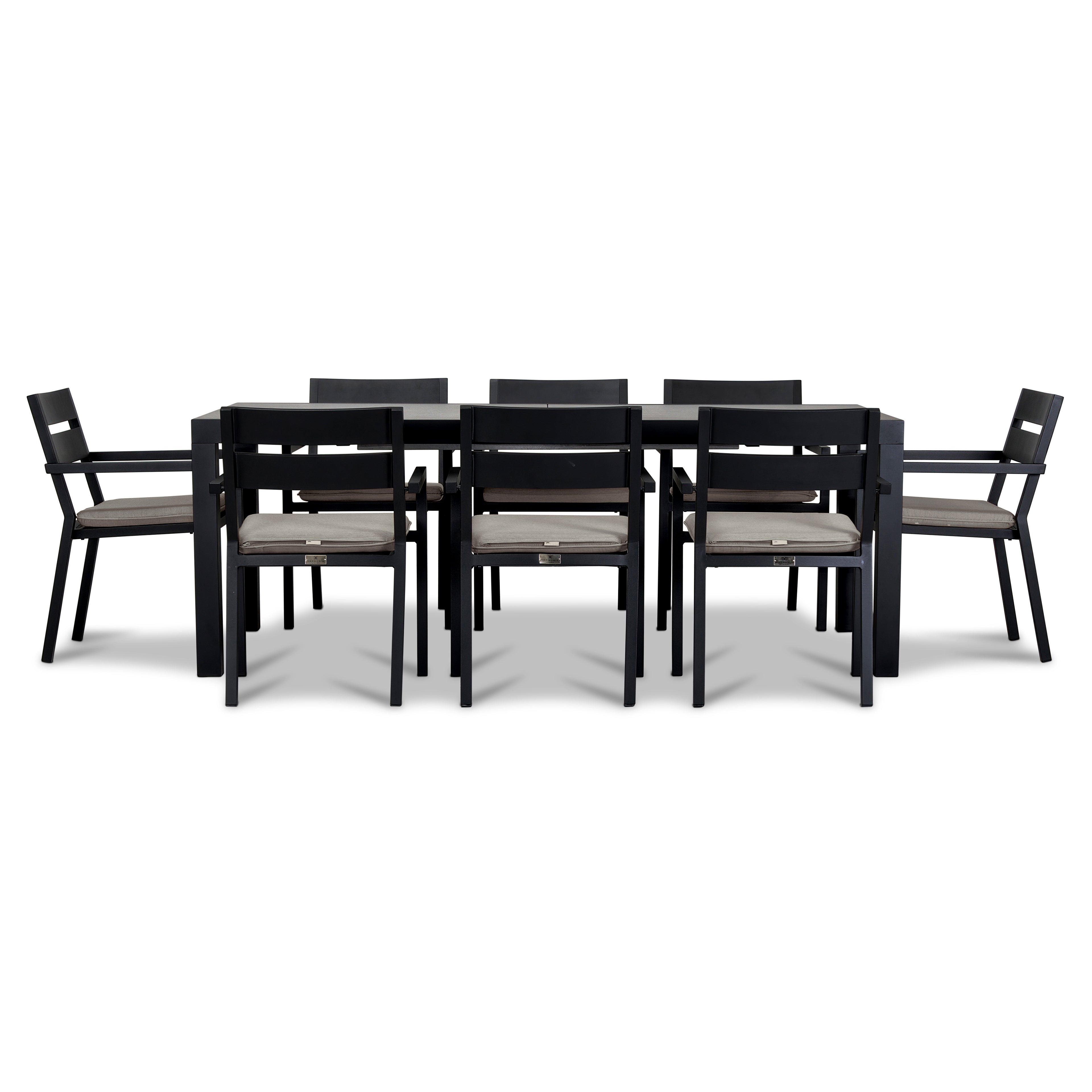 Pacifica 9 Piece Extendable Dining Set#Finish_Black#Fabric_Cast Silver