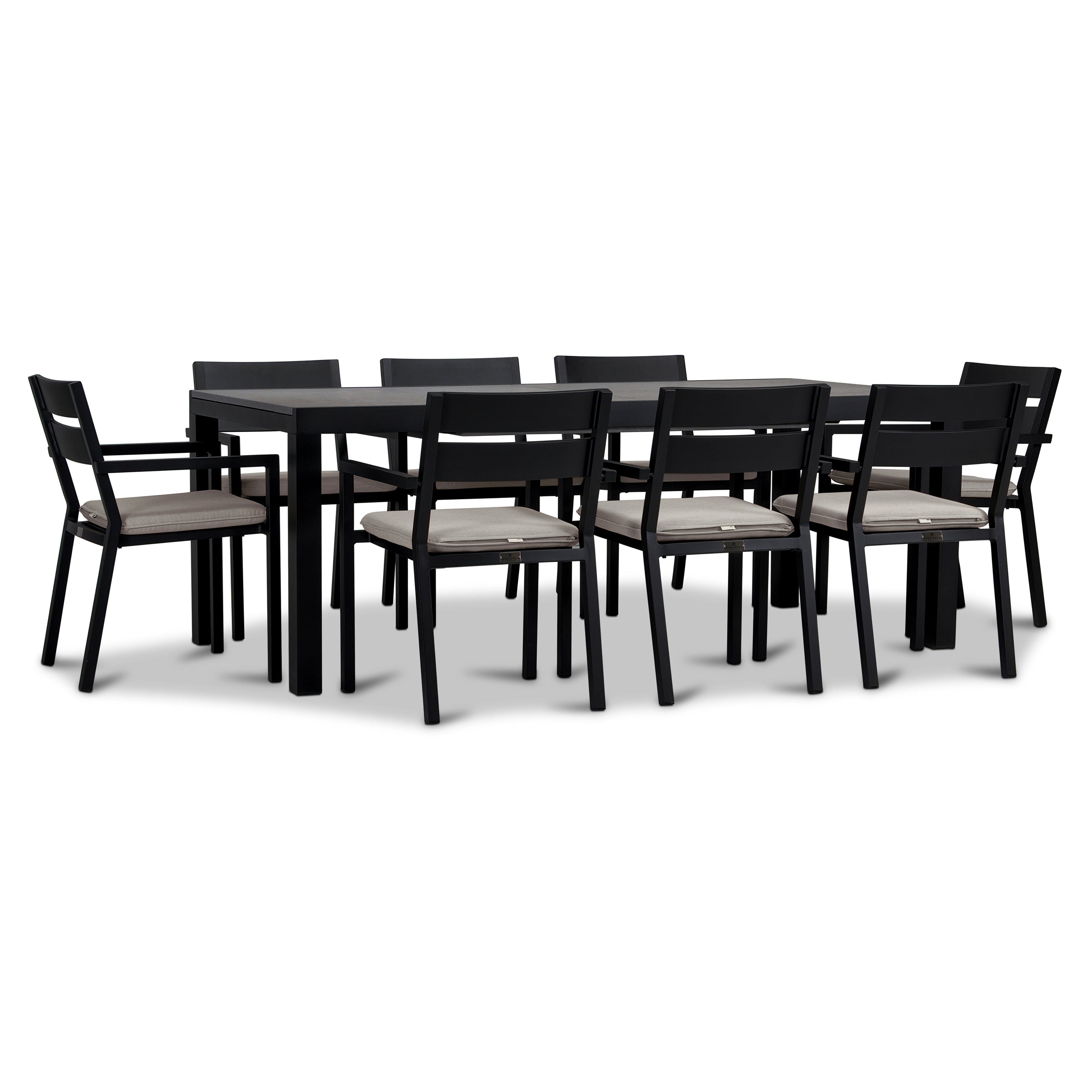 Pacifica 9 Piece Extendable Dining Set#Finish_Black#Fabric_Cast Silver