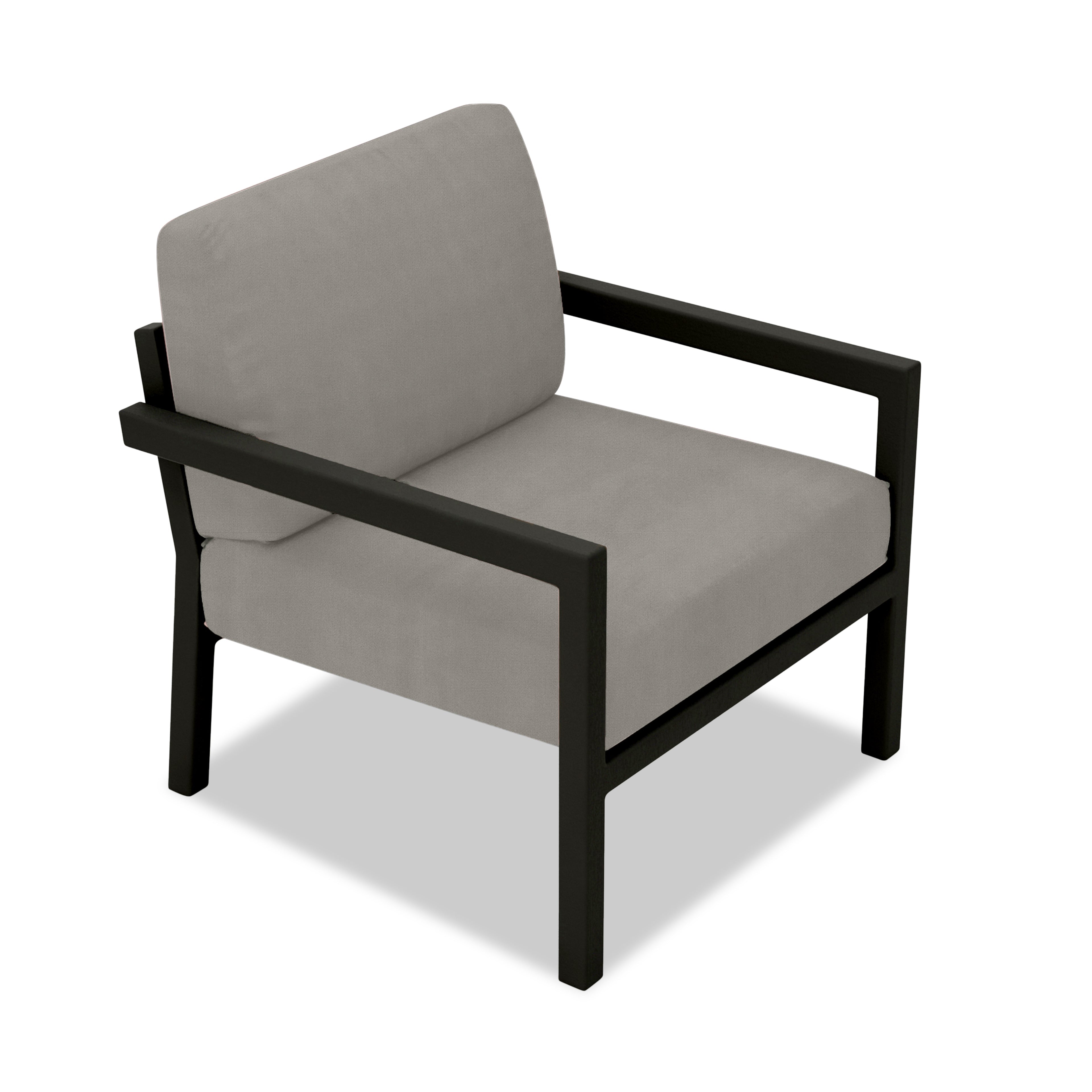 Pacifica Aluminum Club Chair#Finish_Black#Fabric_Canvas Charcoal