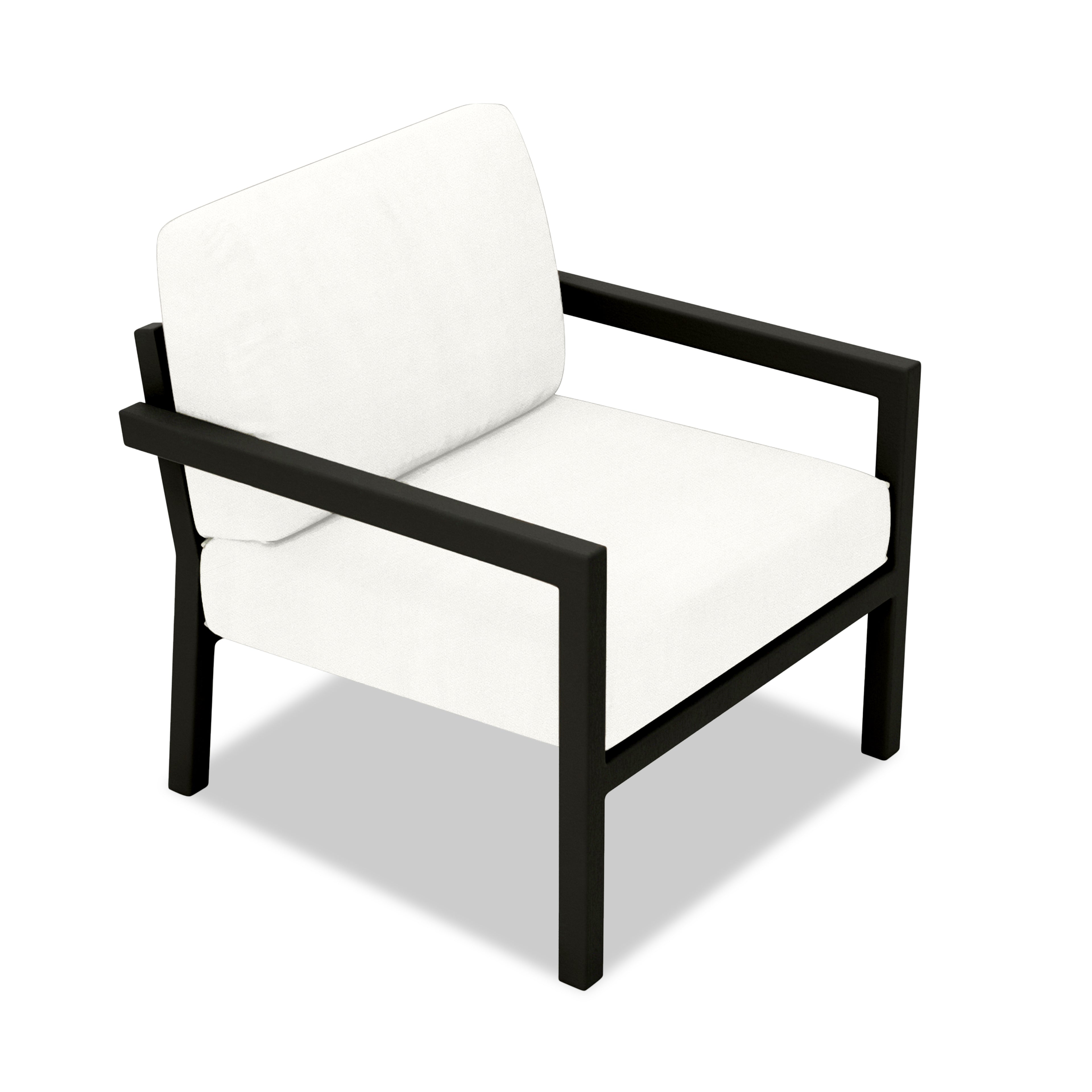 Pacifica Aluminum Club Chair#Finish_Black#Fabric_Canvas Natural