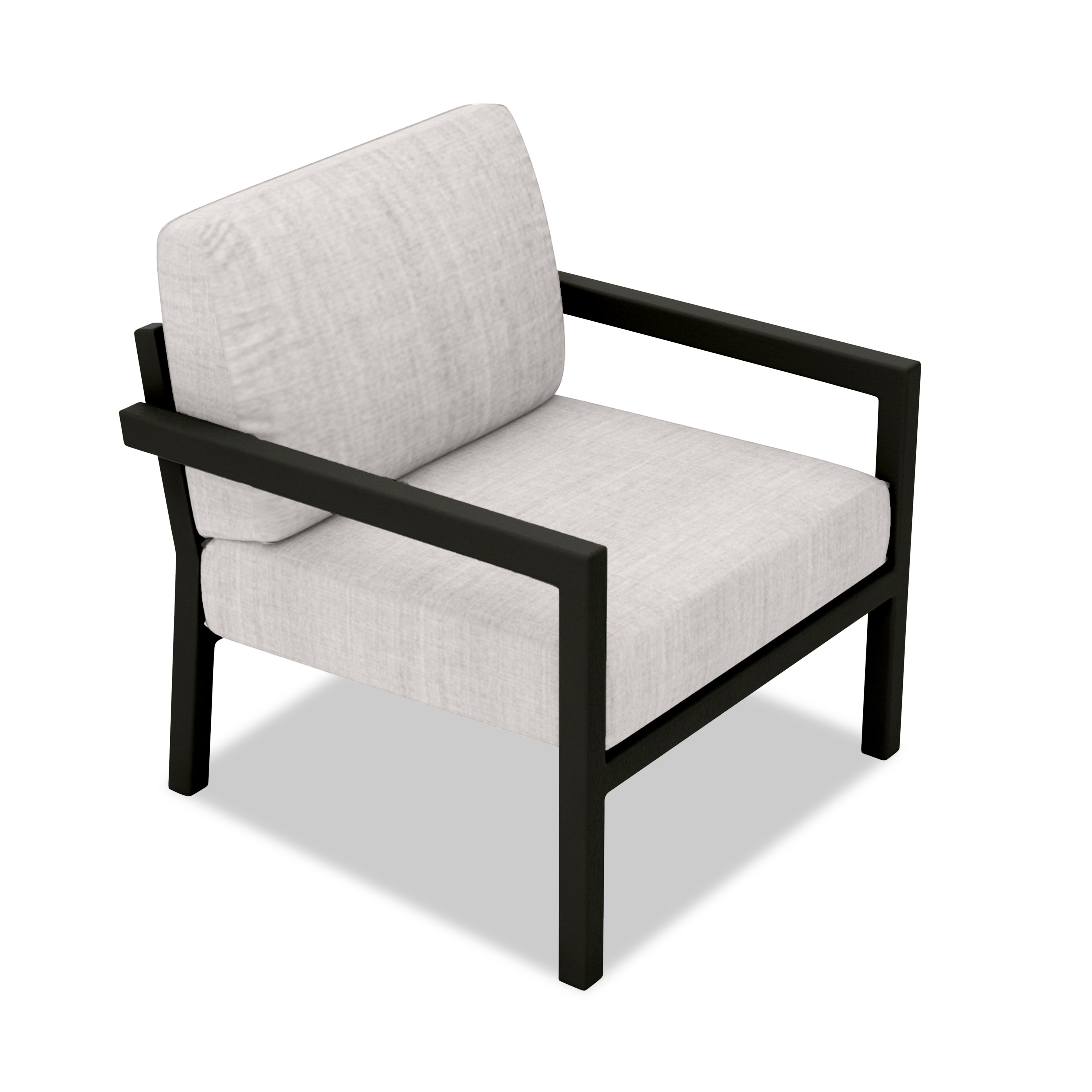 Pacifica Aluminum Club Chair#Finish_Black#Fabric_Cast Silver