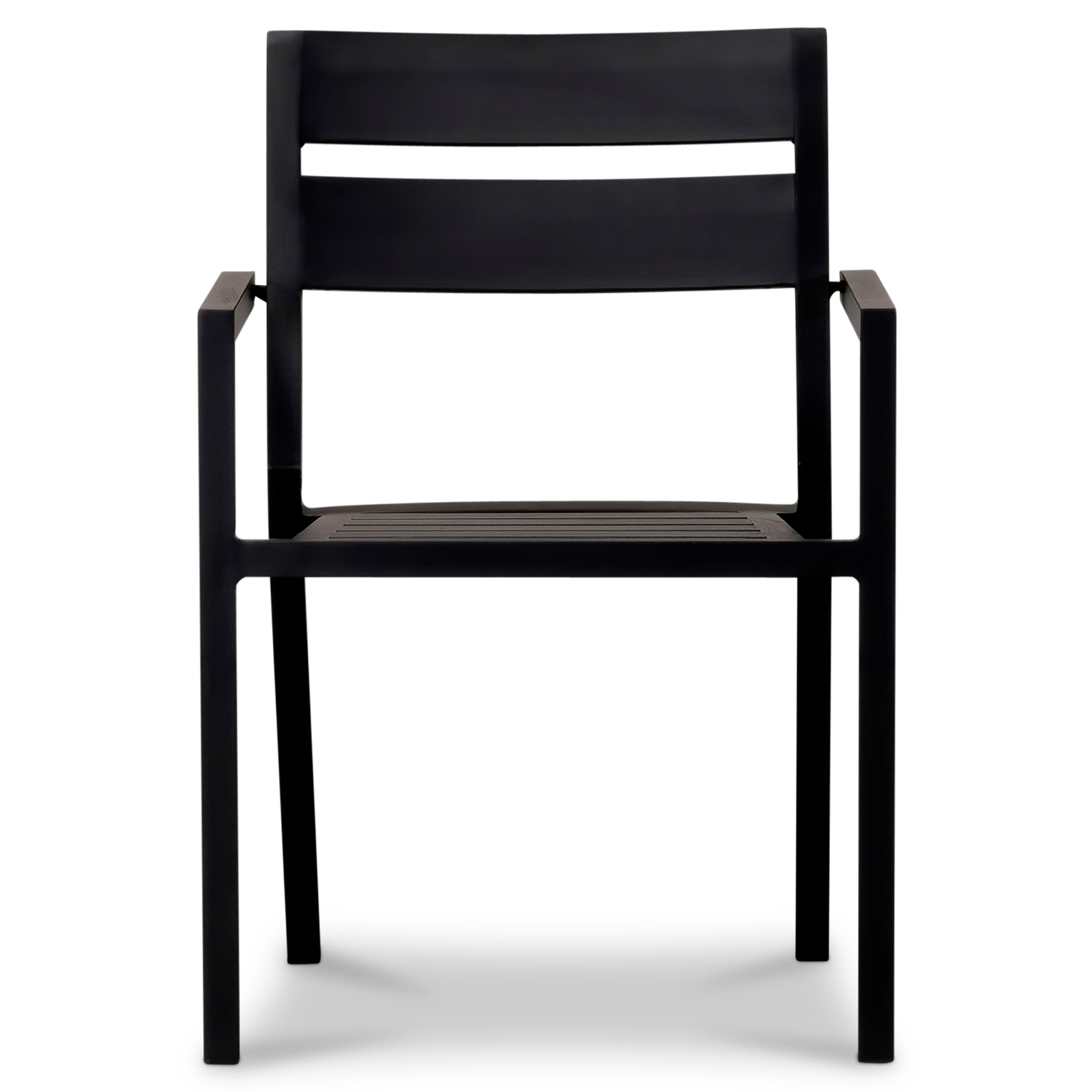Pacifica Aluminum Dining Arm Chair#Finish_Black