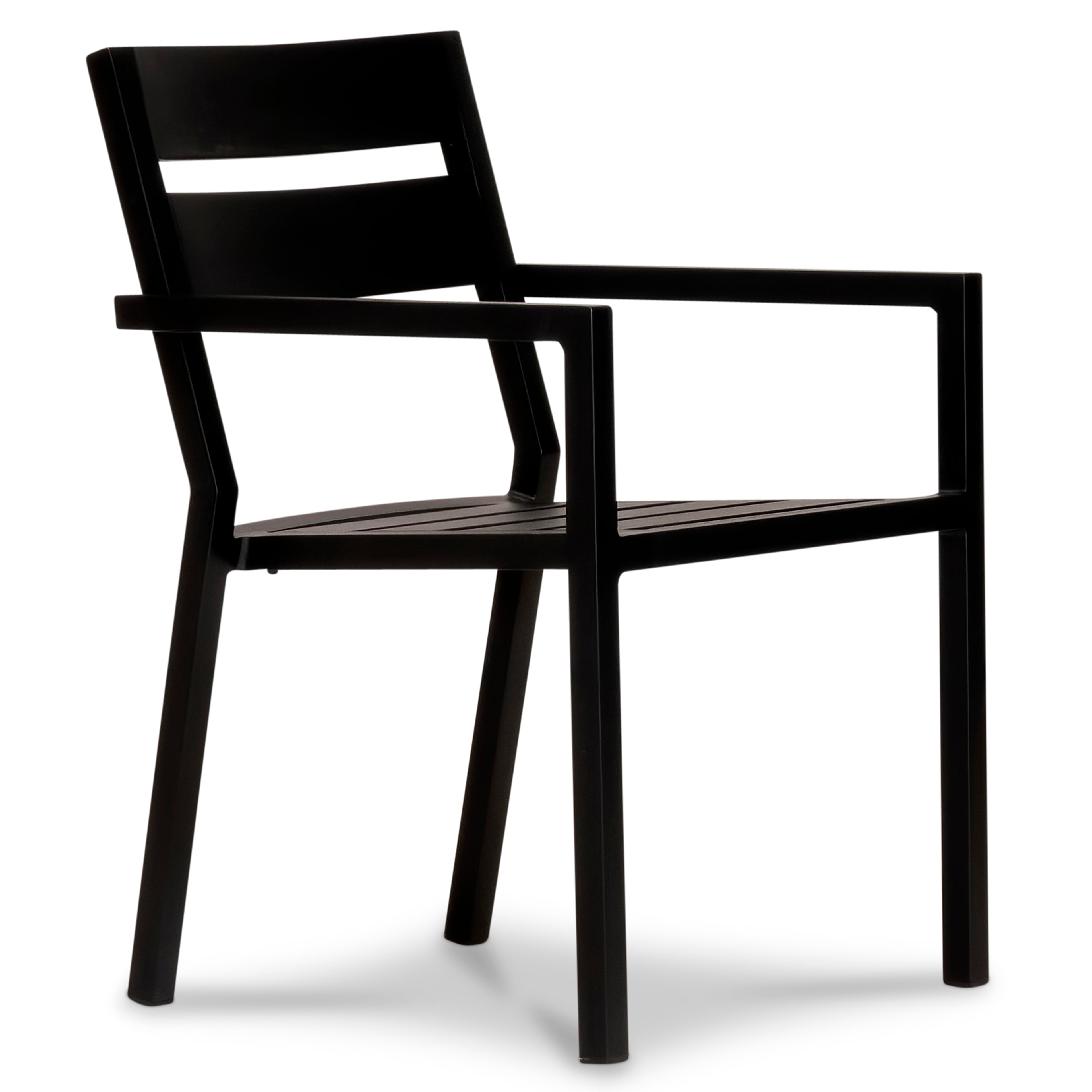 Pacifica Aluminum Dining Arm Chair#Finish_Black