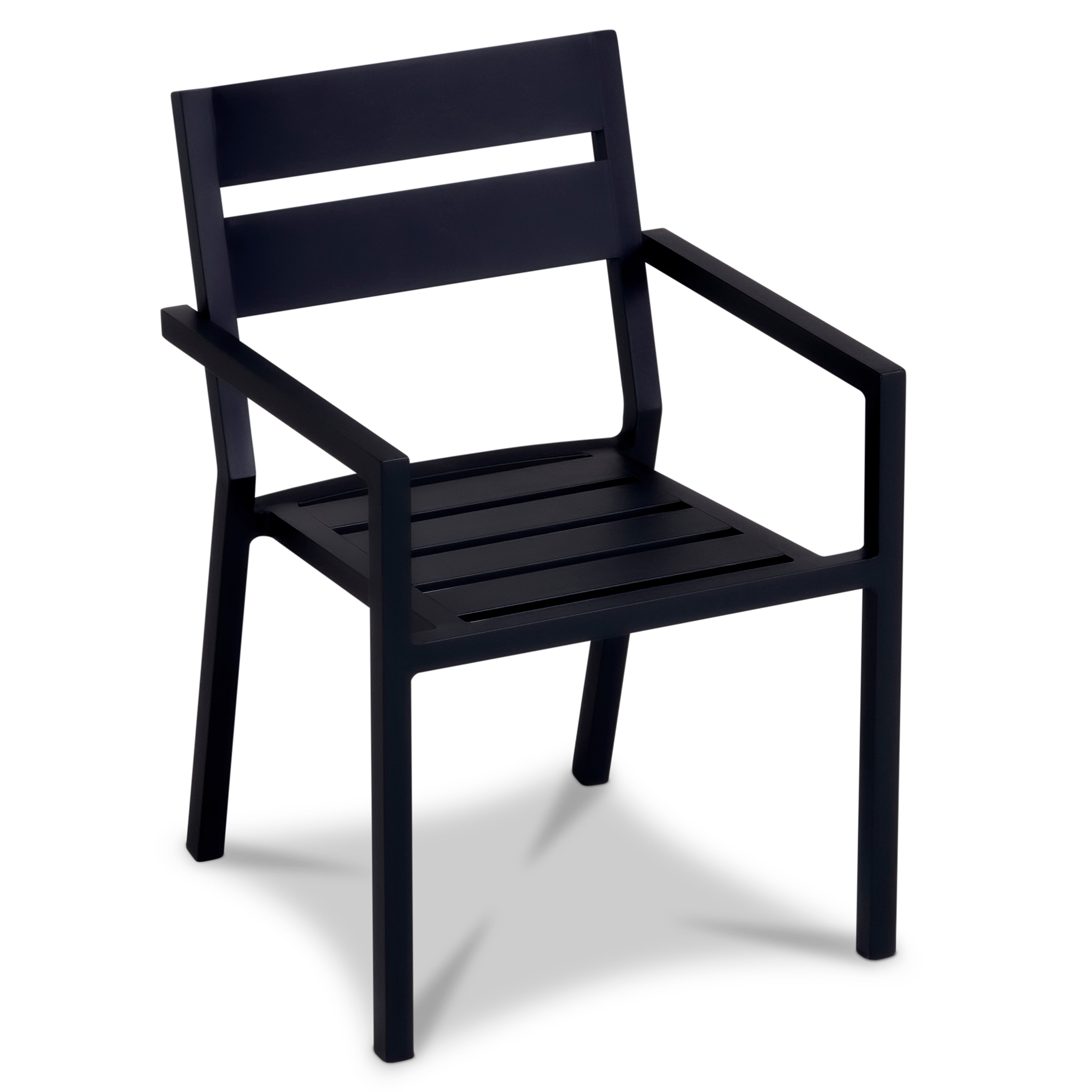 Pacifica Aluminum Dining Arm Chair#Finish_Black