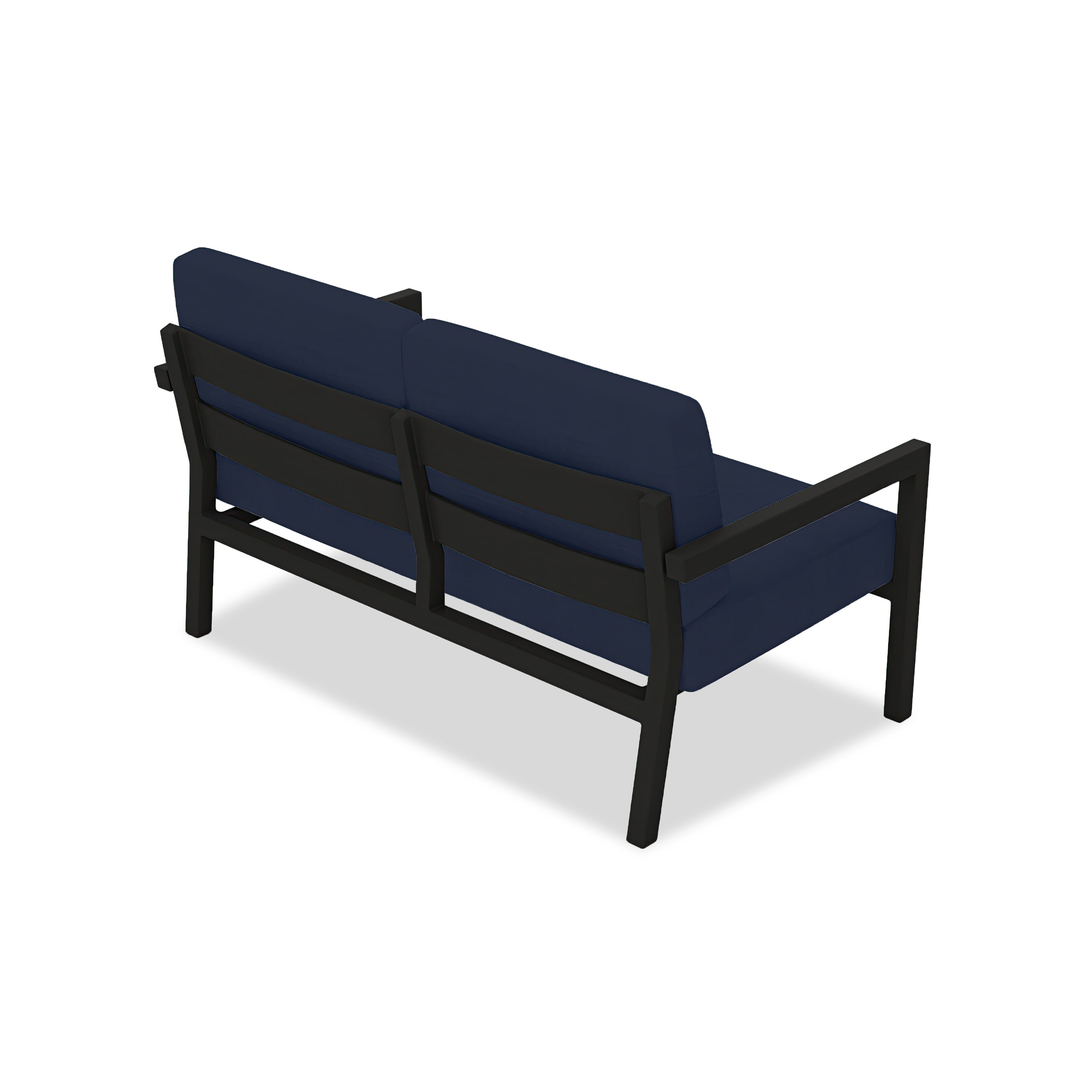 Pacifica Loveseat Aluminum#Finish_Black#Fabric_Spectrum Indigo