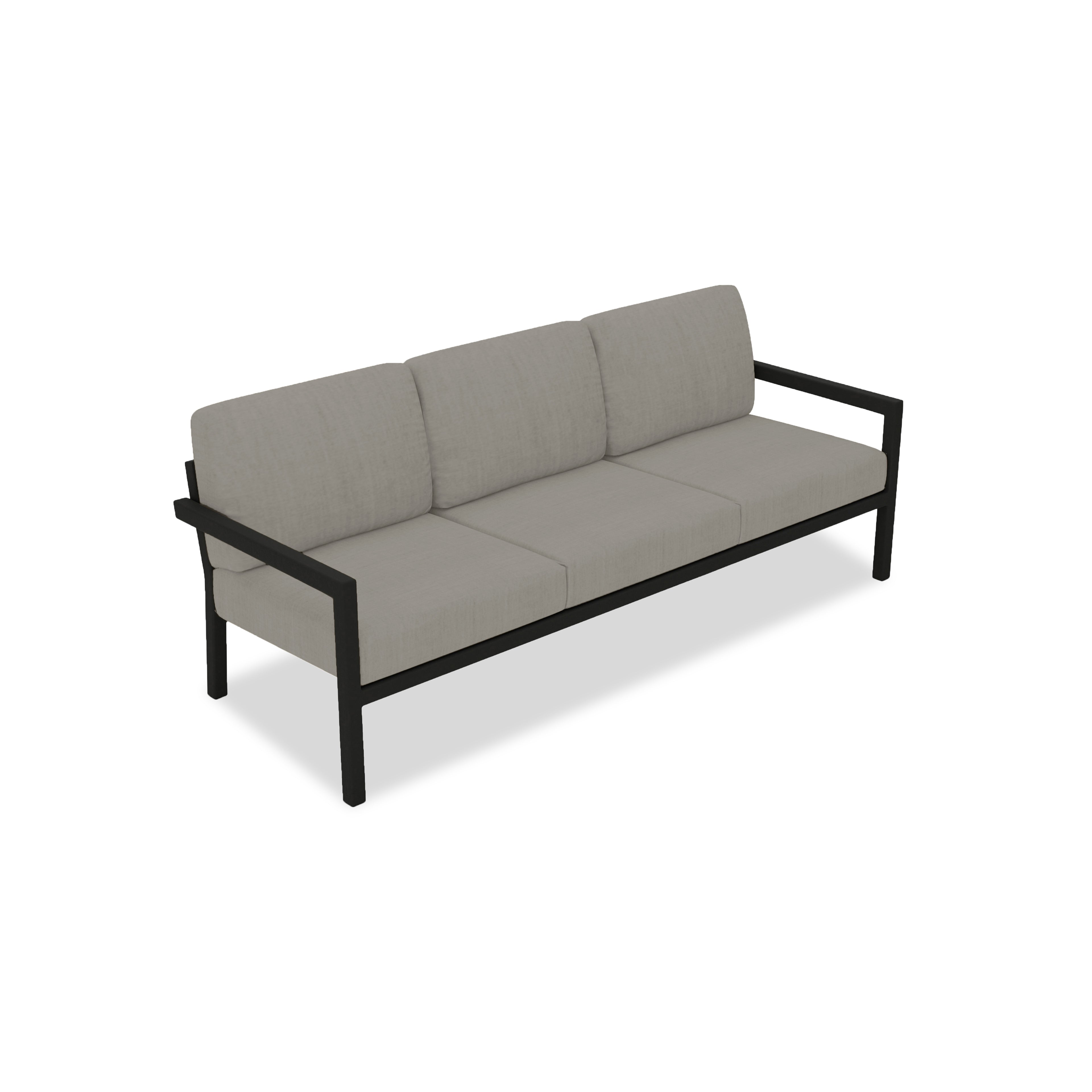 Pacifica Aluminum Sofa#Finish_Black#Fabric_Canvas Charcoal