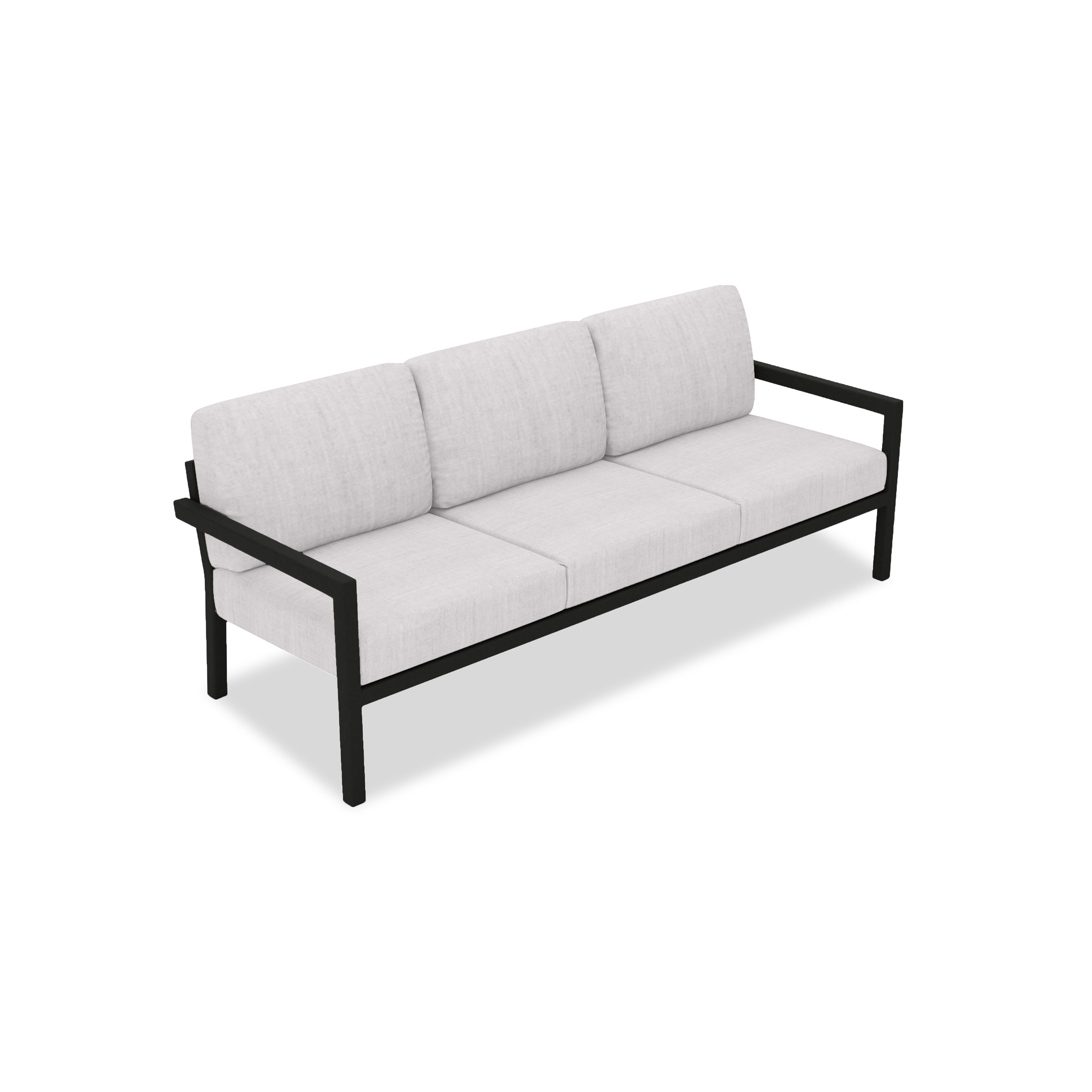 Pacifica Aluminum Sofa#Finish_Black#Fabric_Cast Silver