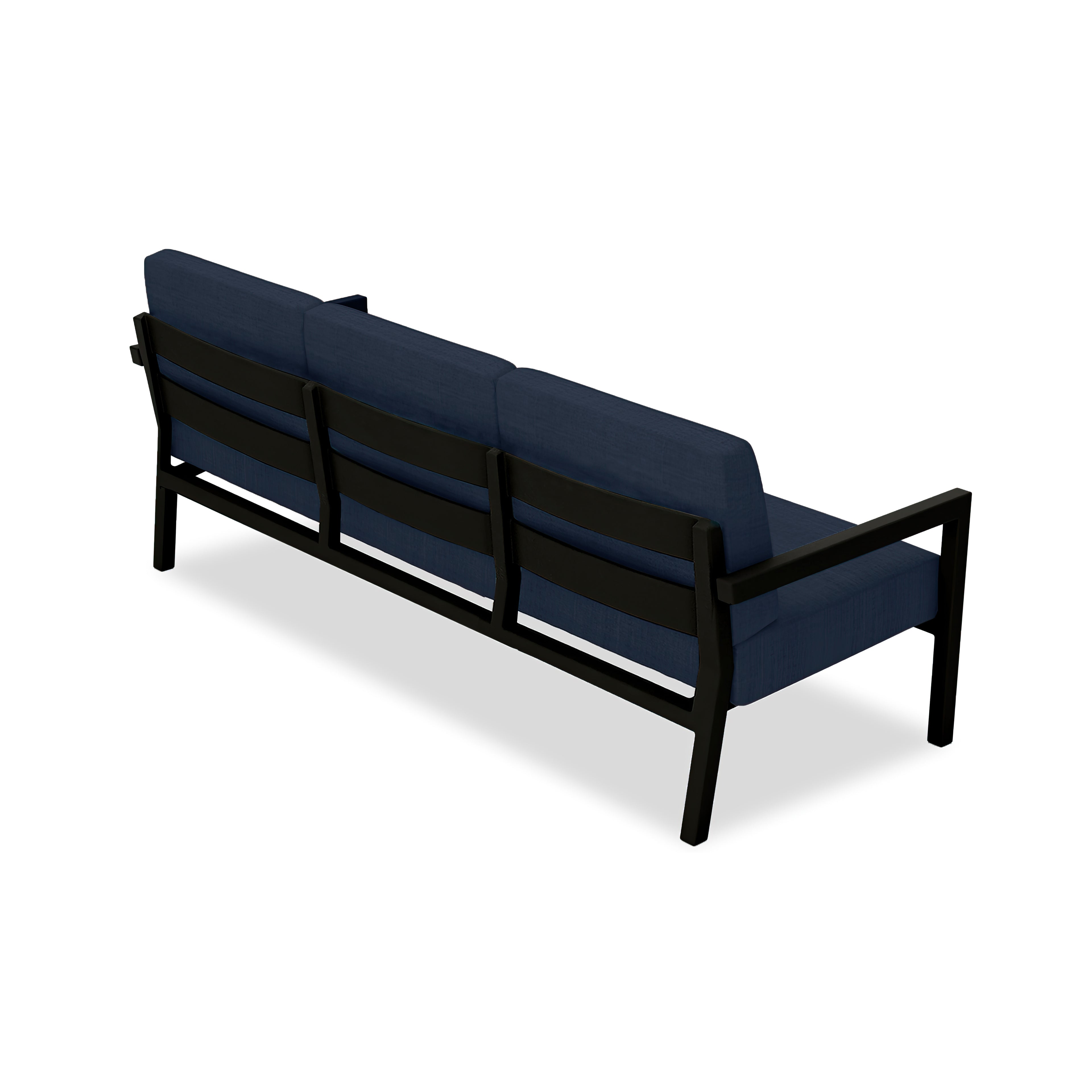 Pacifica Aluminum Sofa#Finish_Black#Fabric_Spectrum Indigo